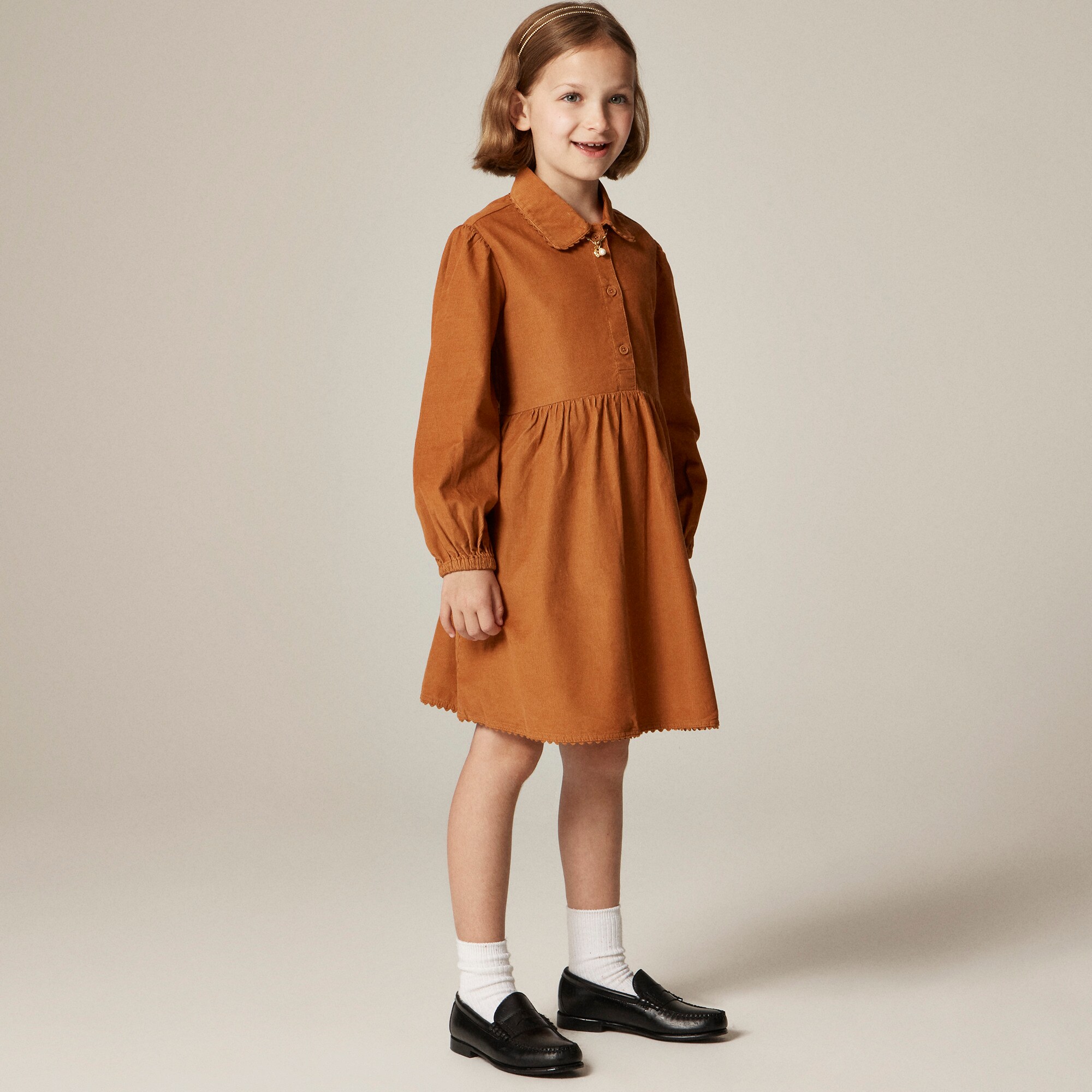  Girls' shirt-dress in lightweight corduroy