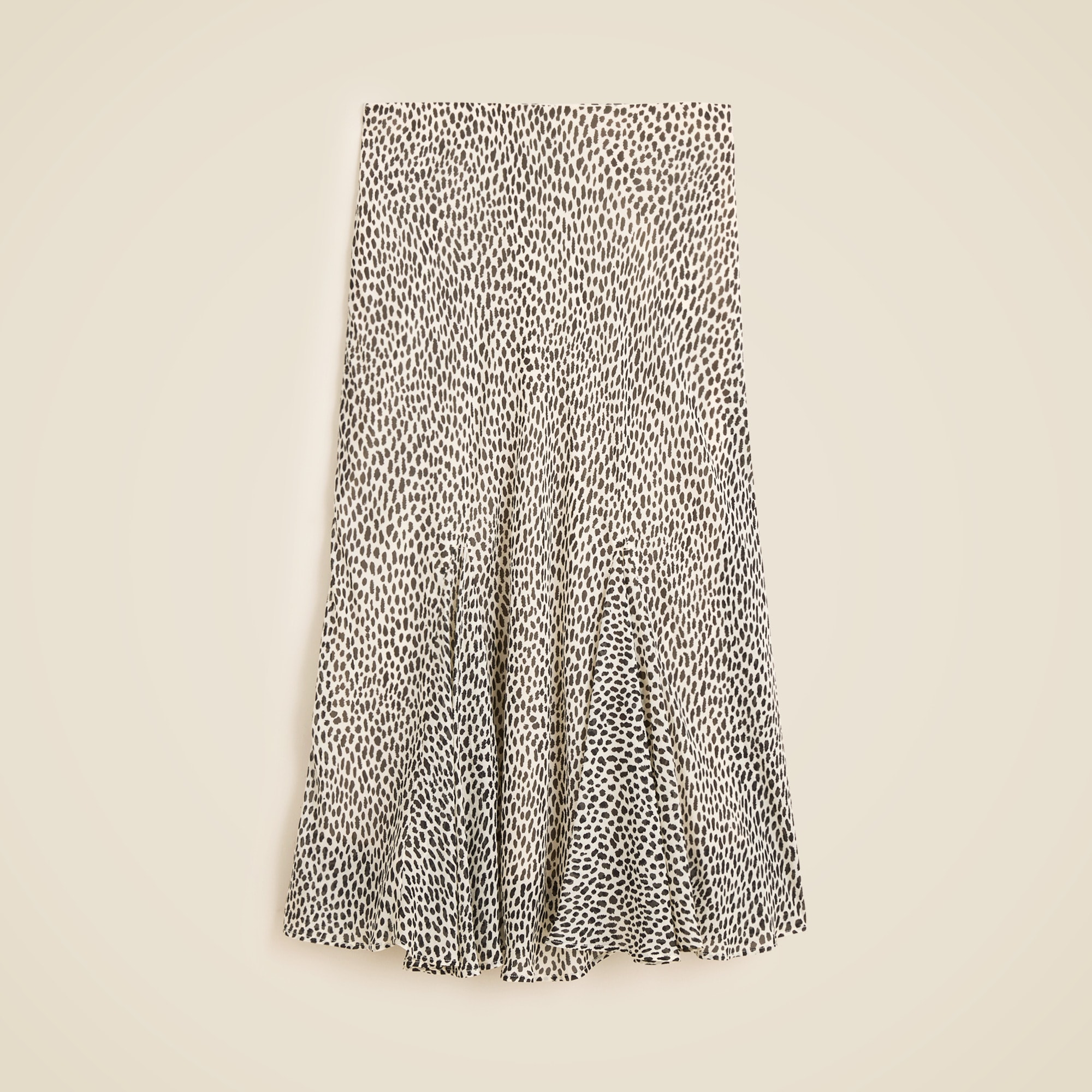Gwyneth flounce-hem slip skirt in spot-print chiffon