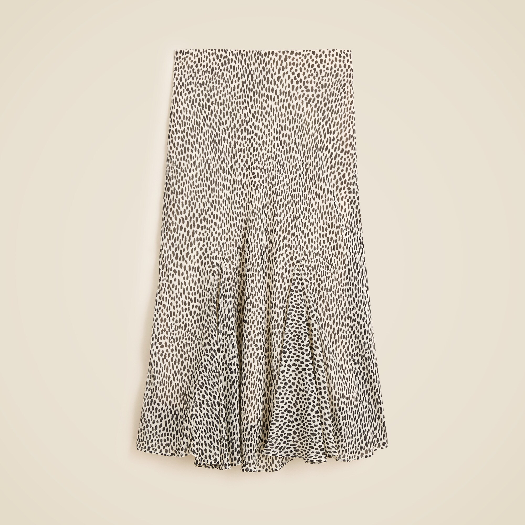 Gwyneth flounce-hem slip skirt in spot-print chiffon