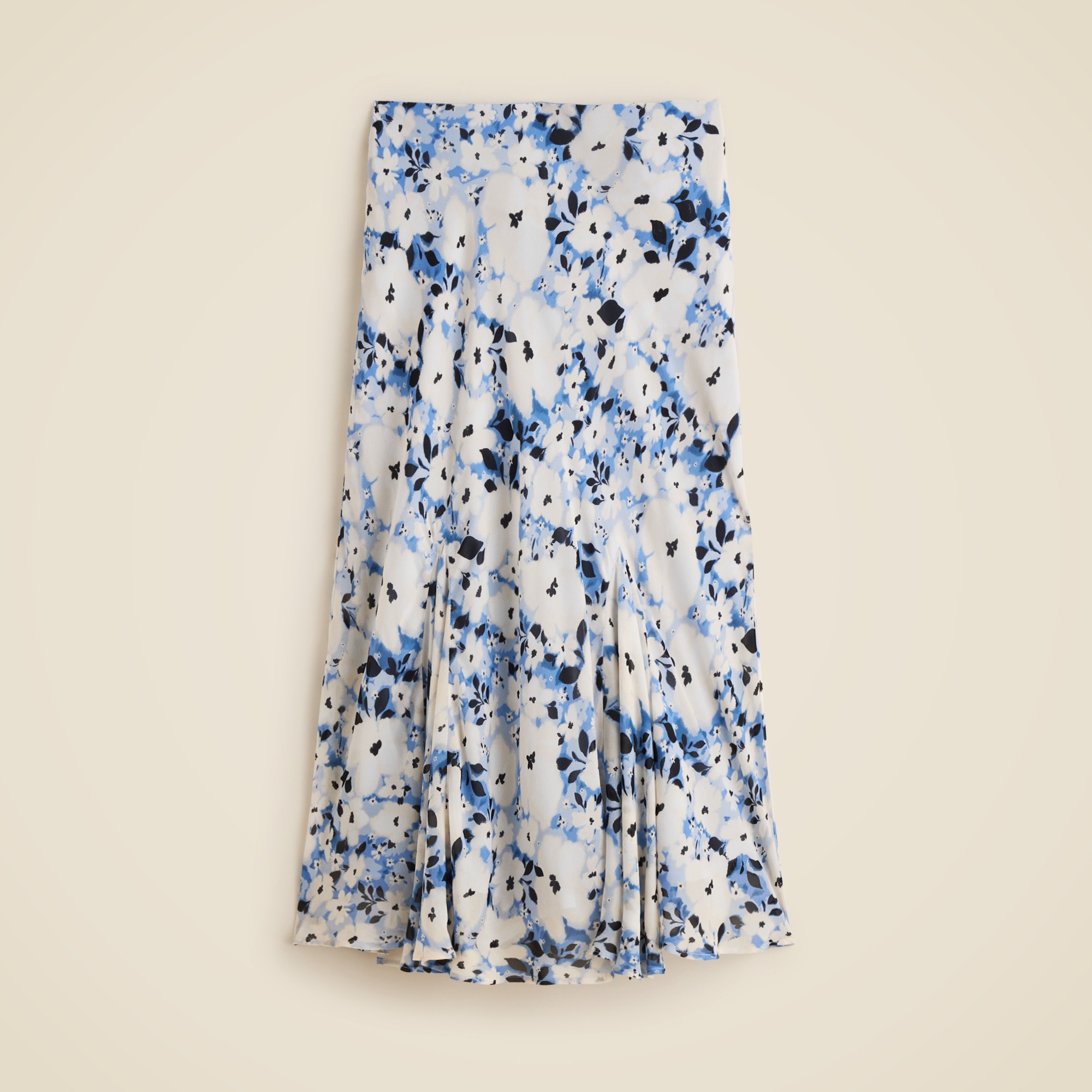 Tall Gwyneth flounce-hem slip skirt in sky floral chiffon