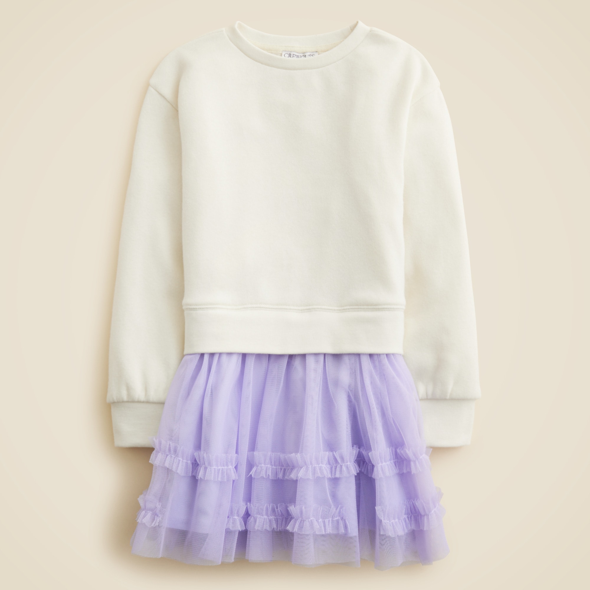 Girls' sweatshirt mixy dress with tulle