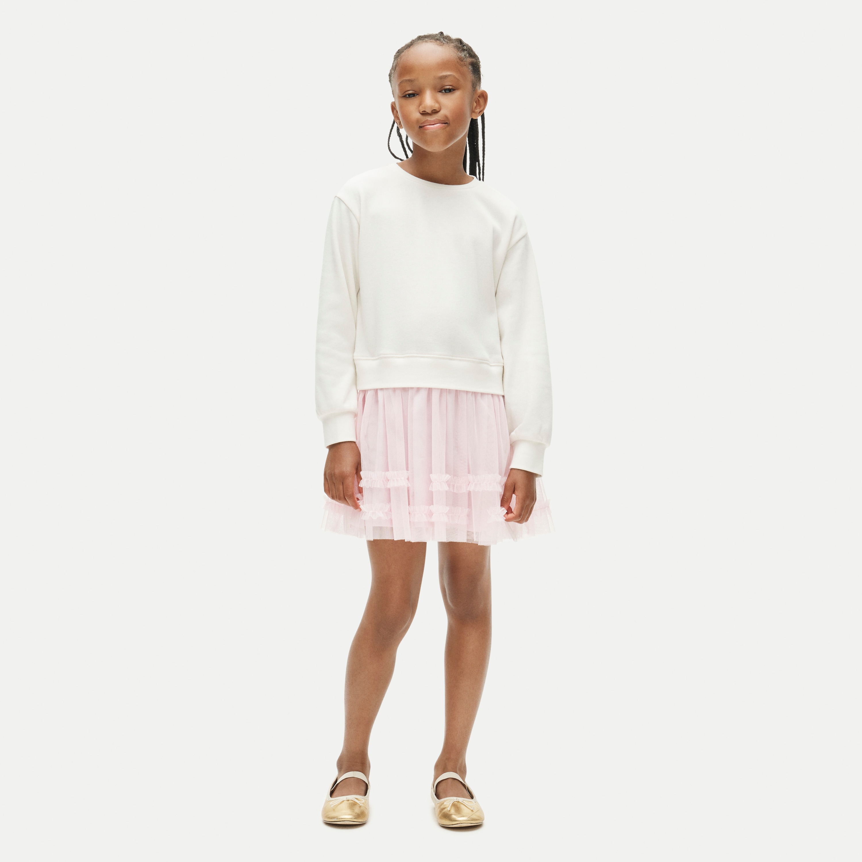Girls' sweatshirt mixy dress with tulle