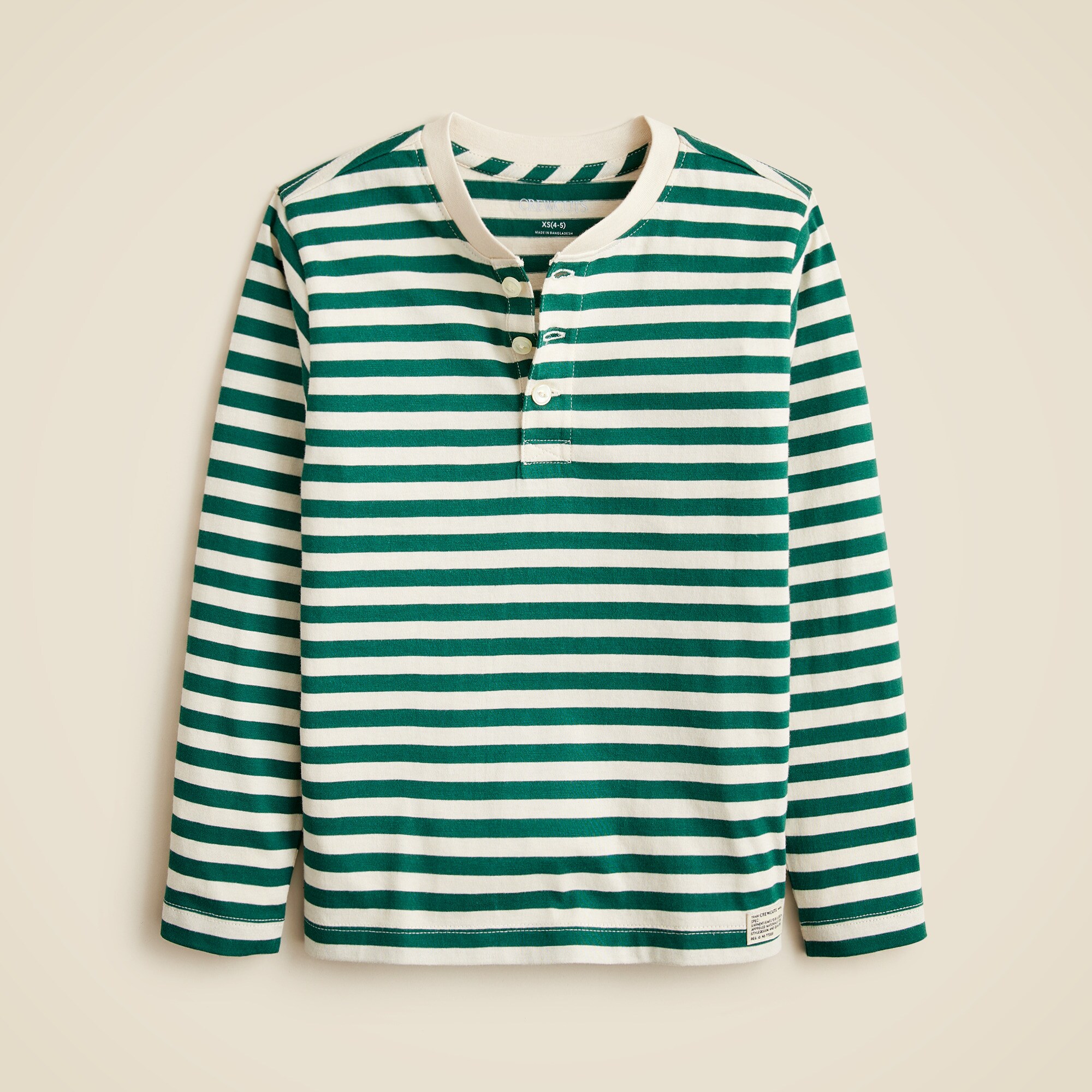 boys Kids' long-sleeve henley T-shirt in striped broken-in-jersey