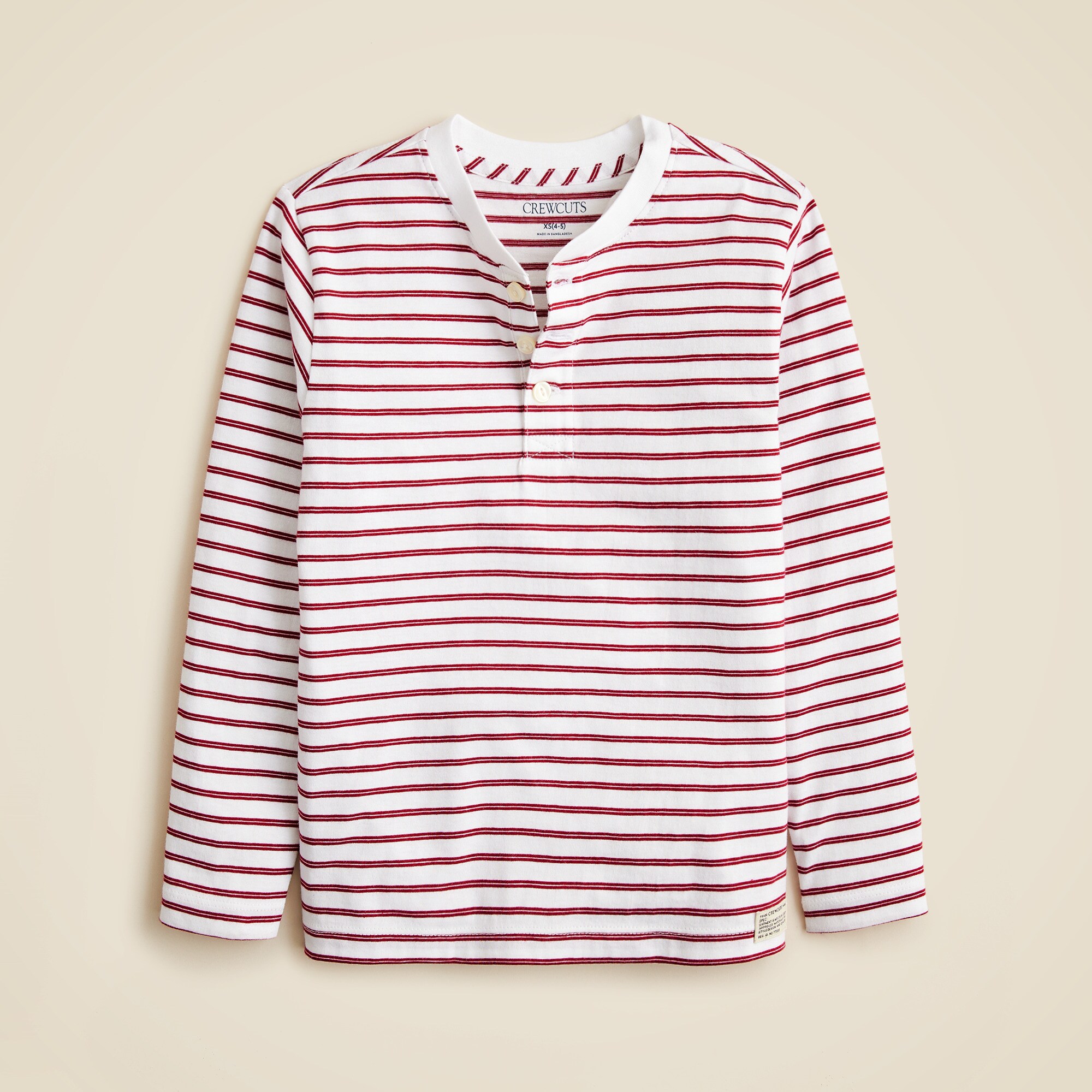 Kids' long-sleeve henley T-shirt in striped broken-in-jersey