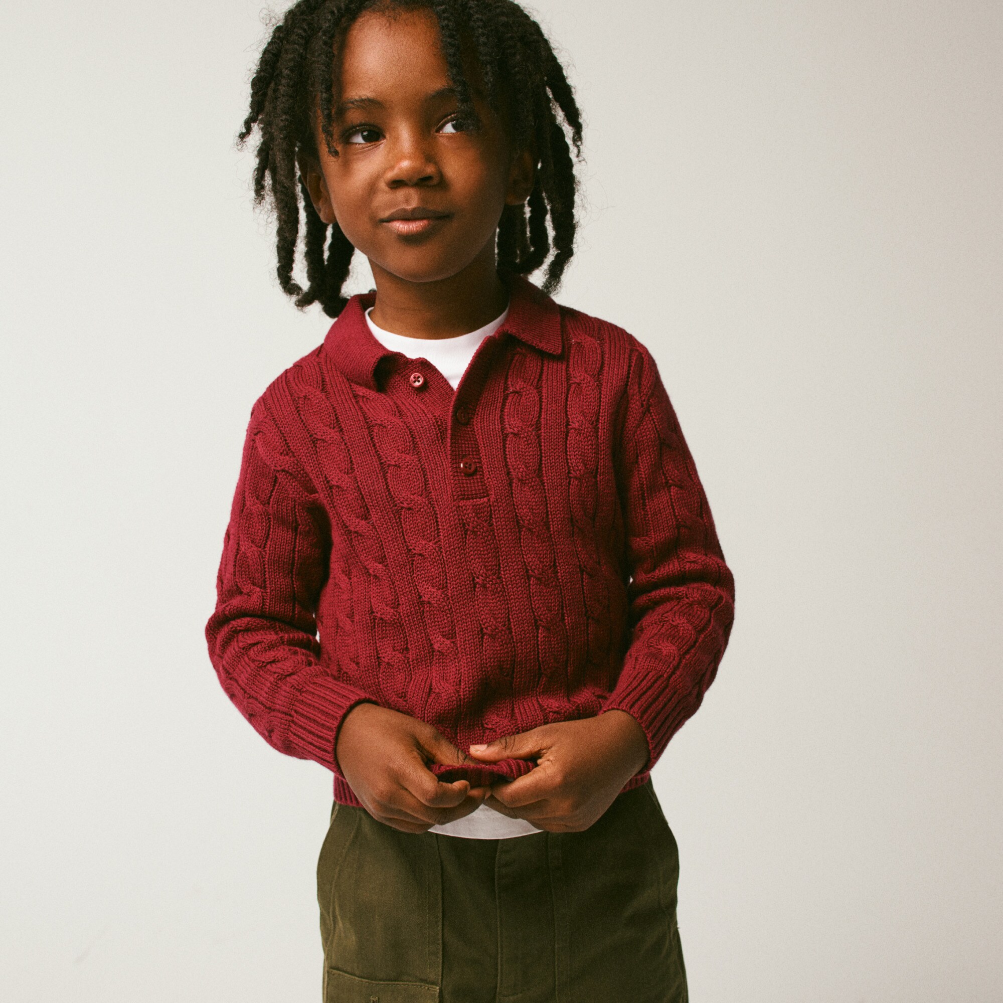 Kids' cable-knit sweater-polo