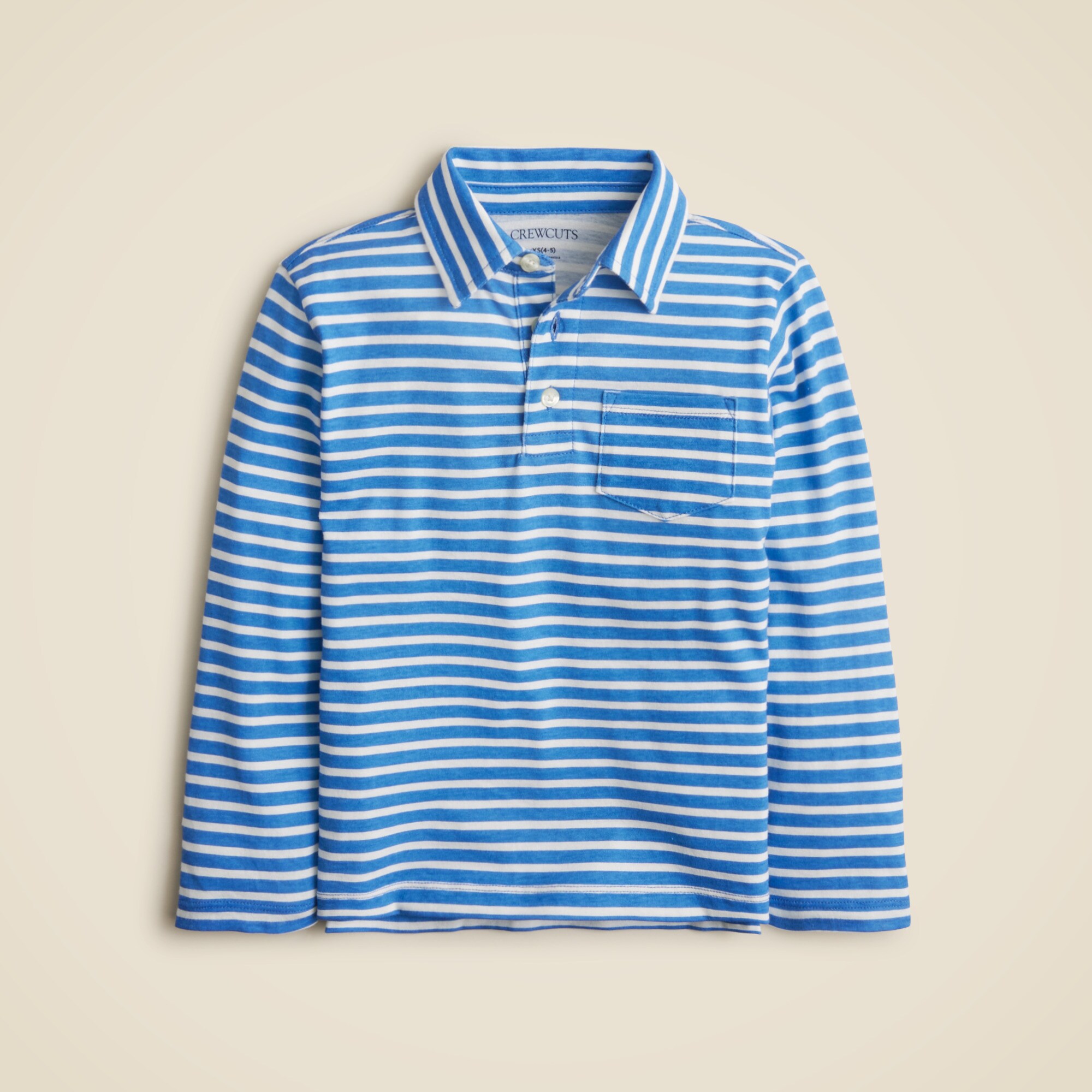 Kids' long-sleeve cotton polo shirt in stripe
