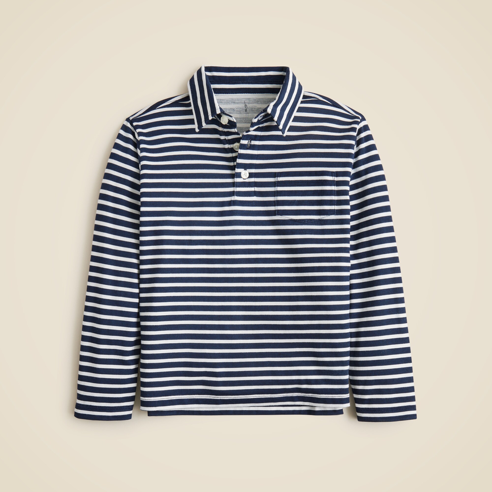  Kids' long-sleeve cotton polo shirt in stripe