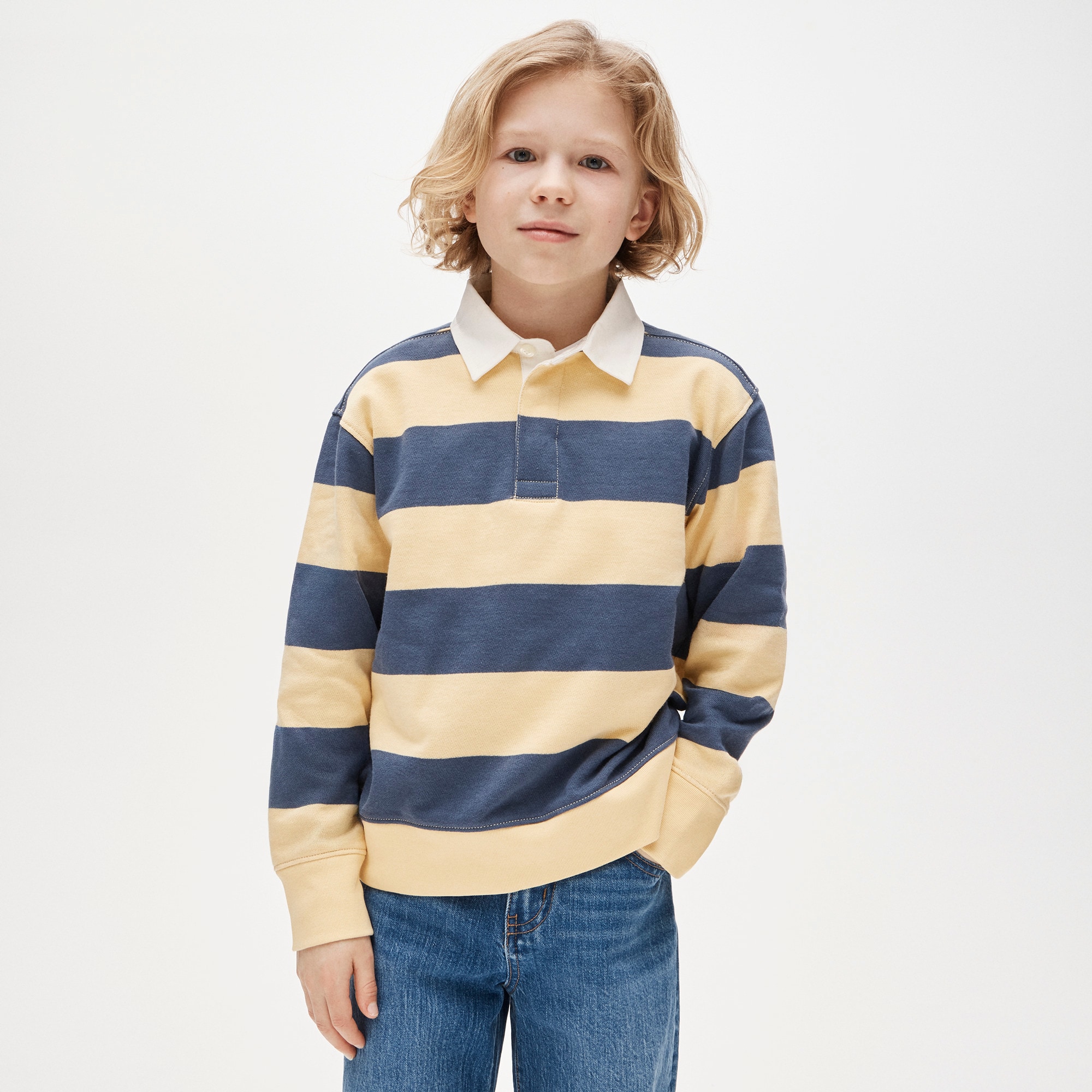 boys Kids' junior varsity rugby sweatshirt in striped terry