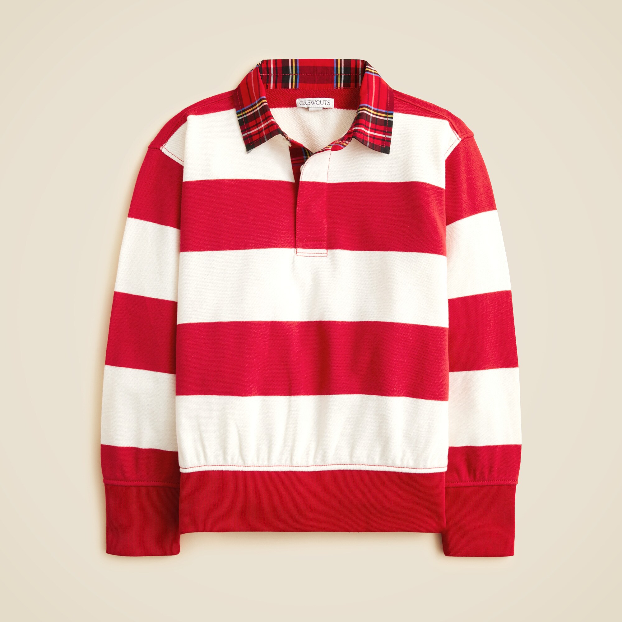 Kids' junior varsity rugby sweatshirt in striped terry