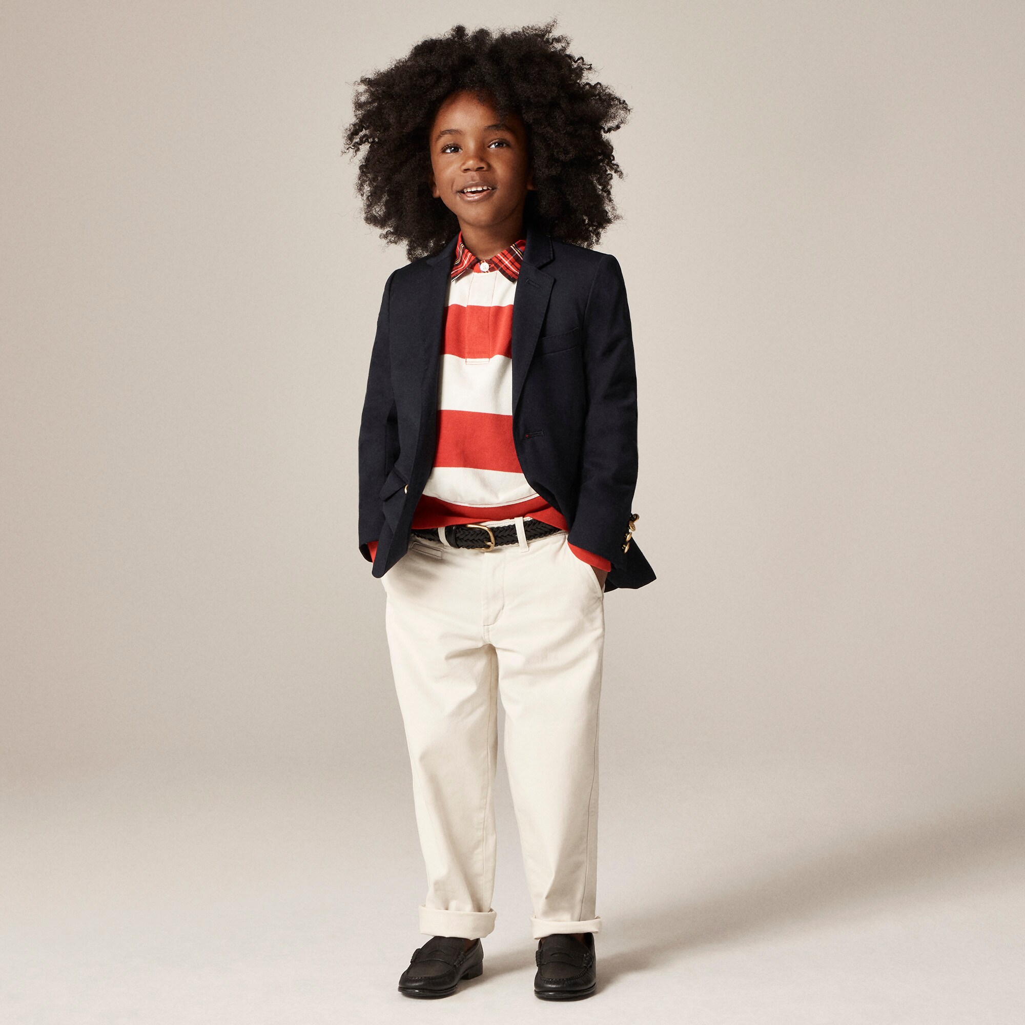 Kids' junior varsity rugby sweatshirt in striped terry