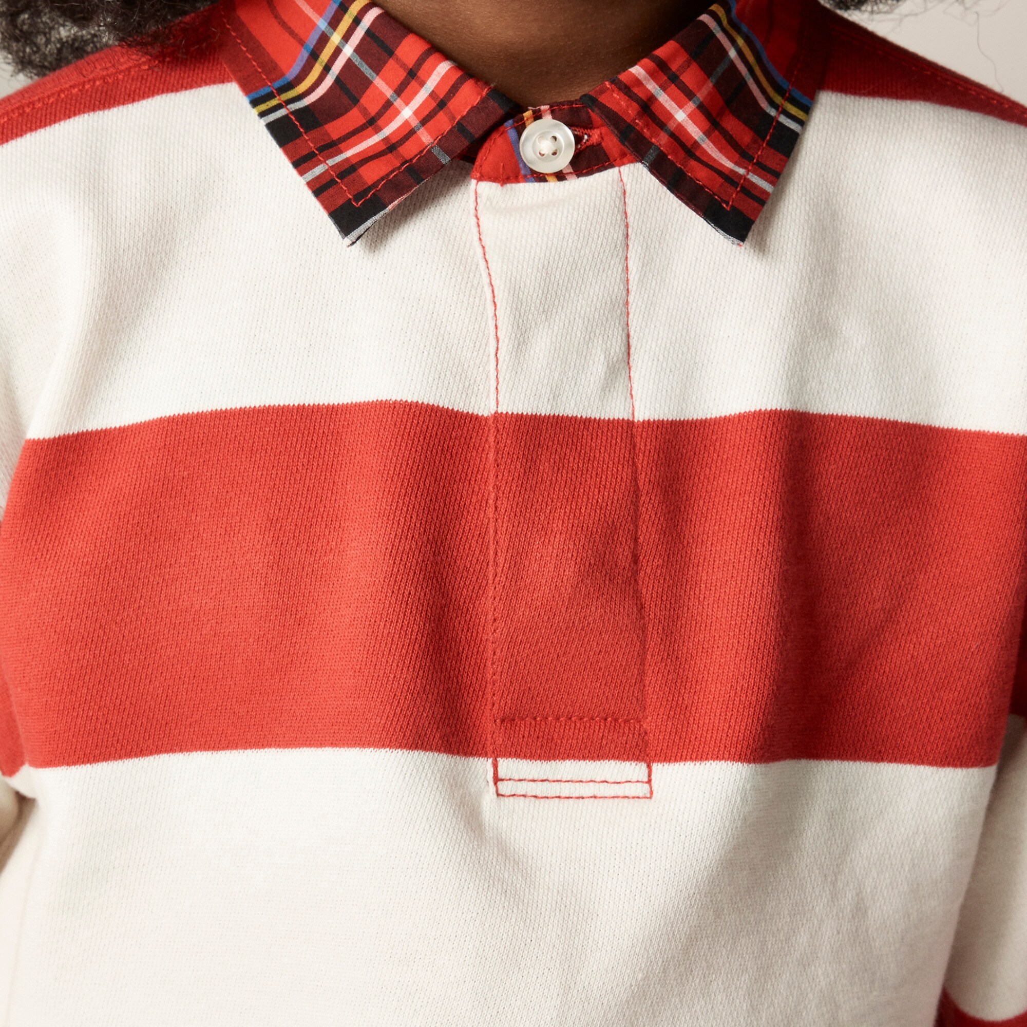Kids' junior varsity rugby sweatshirt in striped terry
