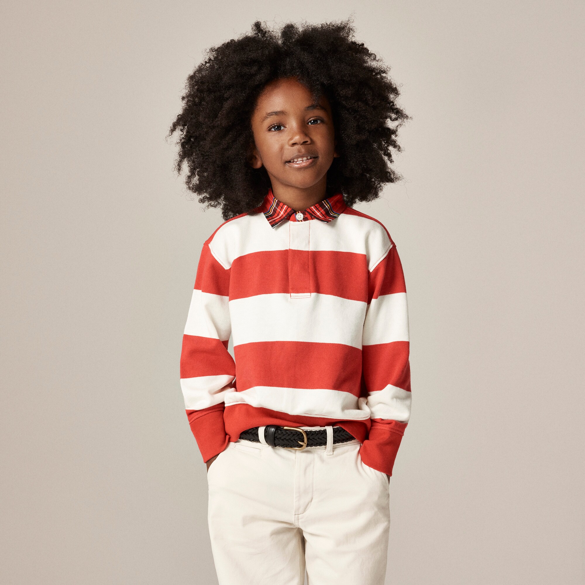 Kids' junior varsity rugby sweatshirt in striped terry