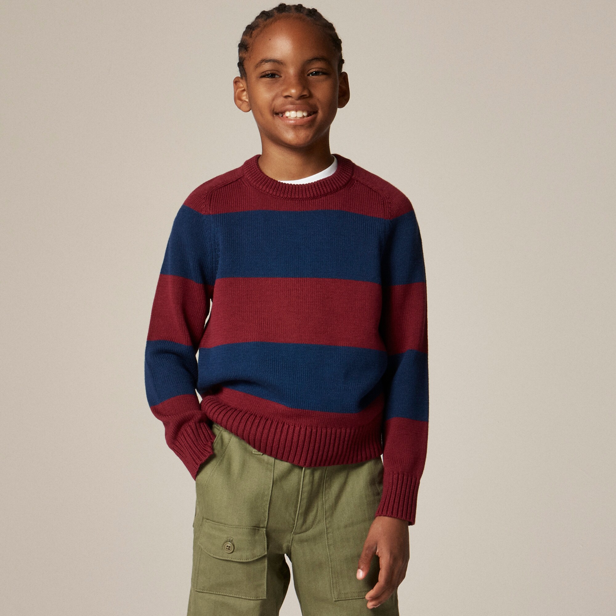 boys Kids' heritage cotton crewneck sweater in stripe