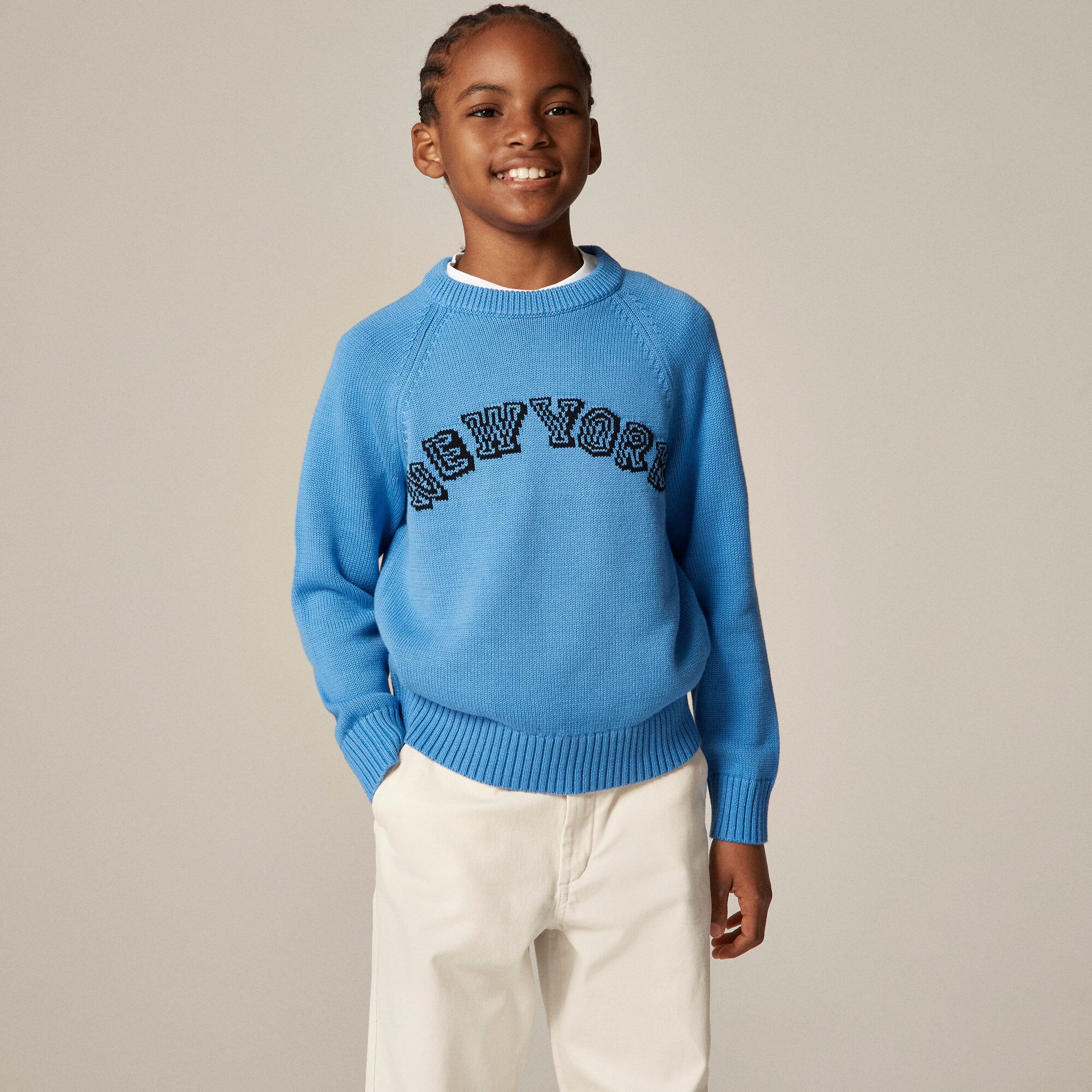  Kids' heritage cotton "New York" crewneck sweater