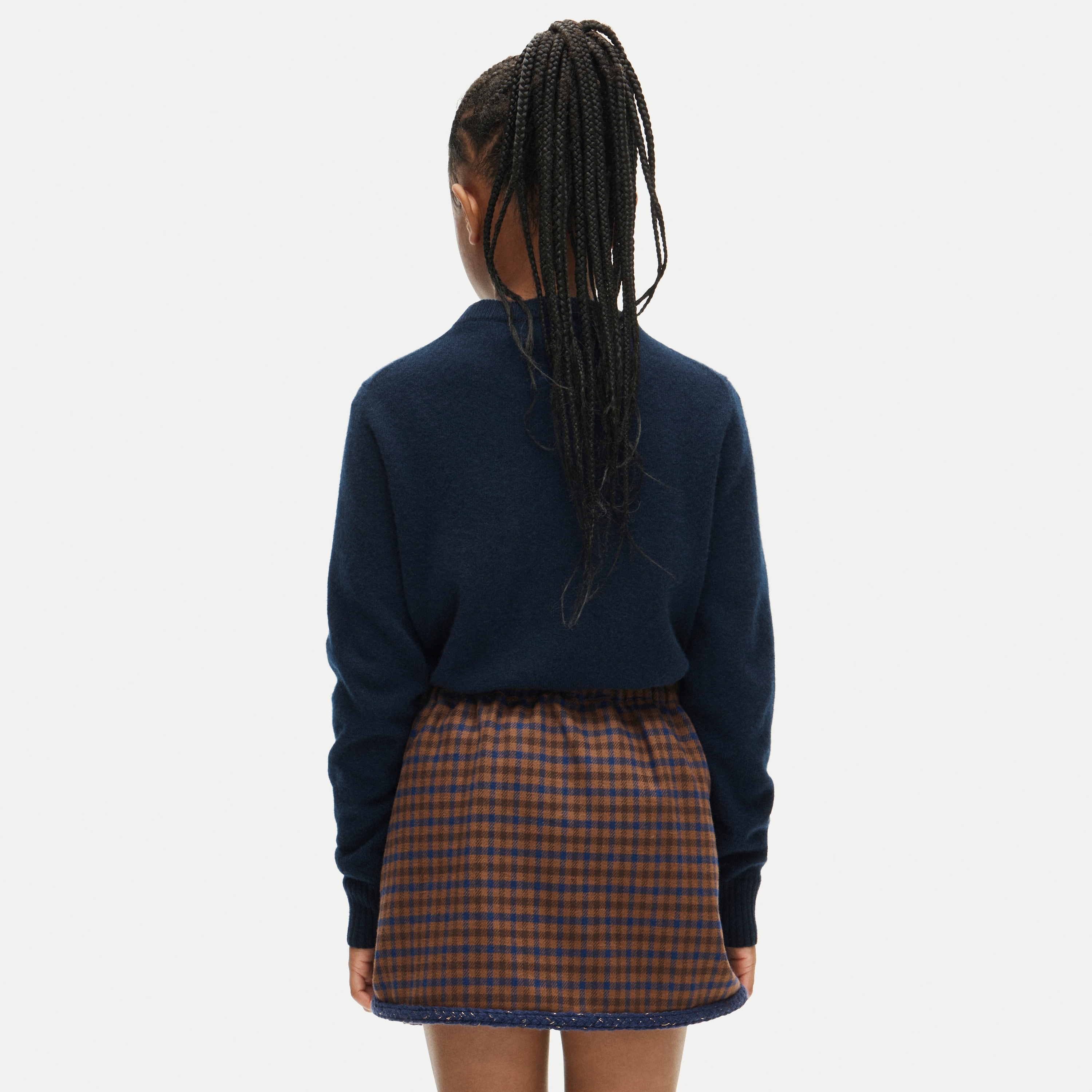 Girls' faux-wrap skirt in houndstooth