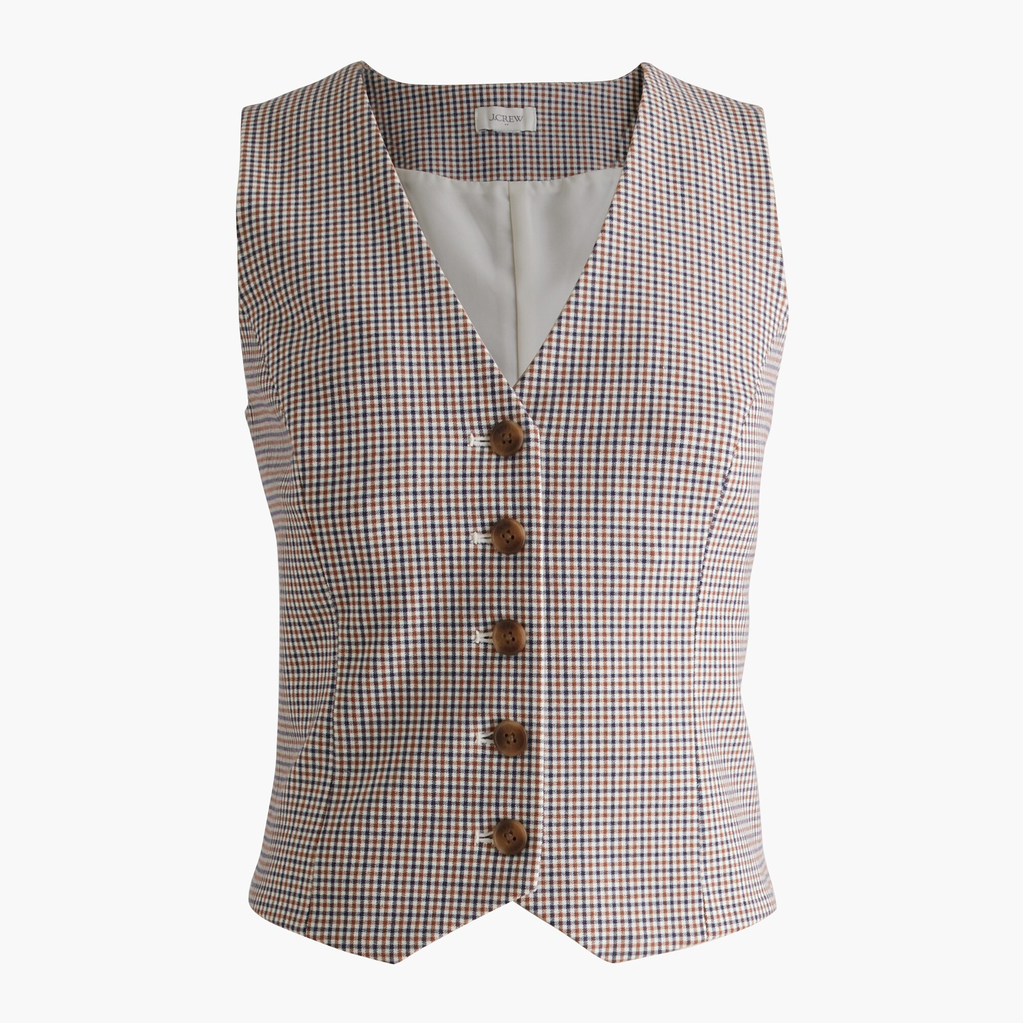 plaid button-front vest for women
