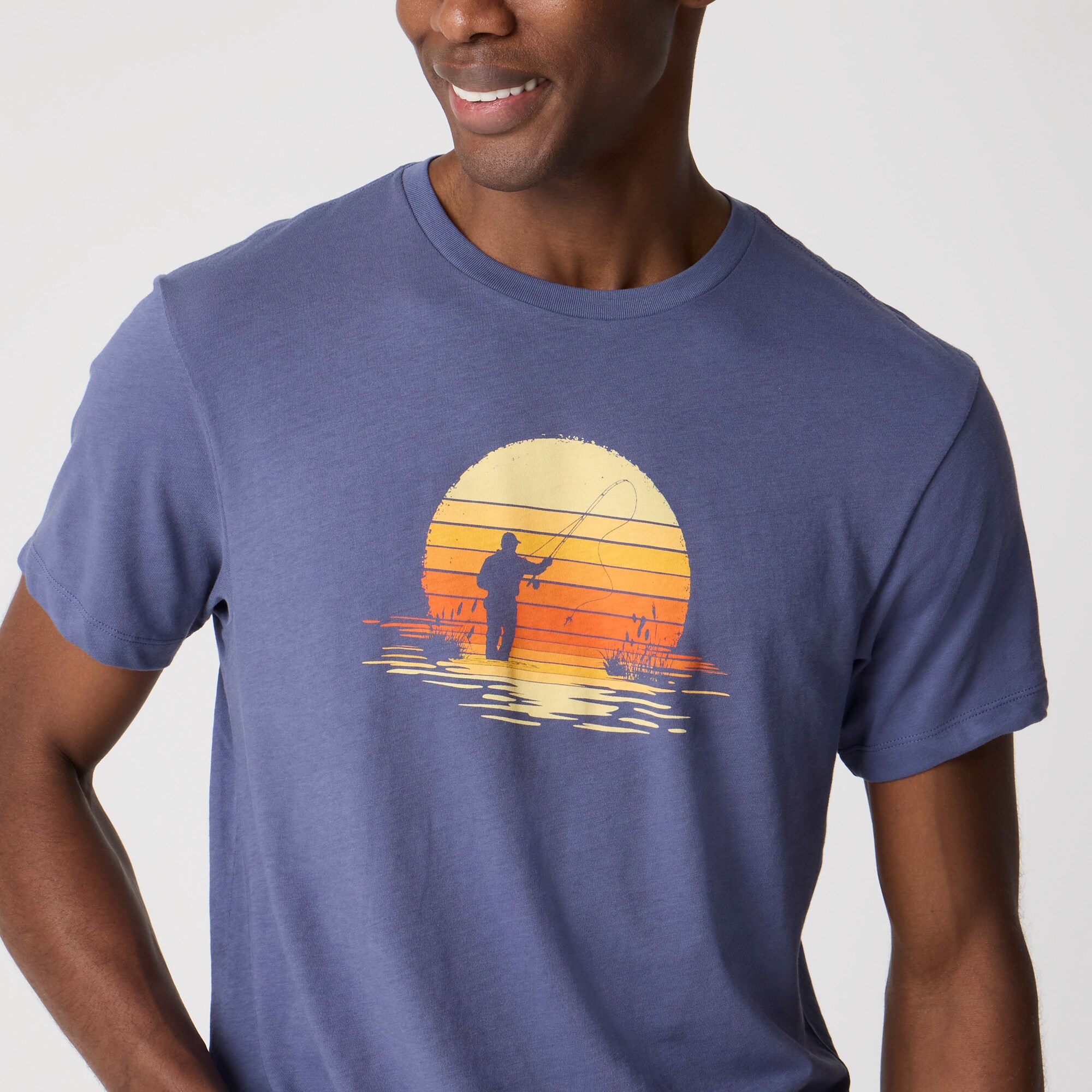 Sunrise fishing graphic tee