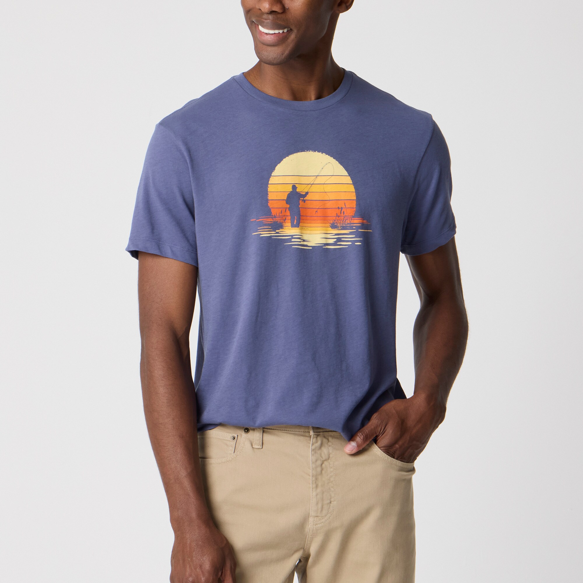 Sunrise fishing graphic tee