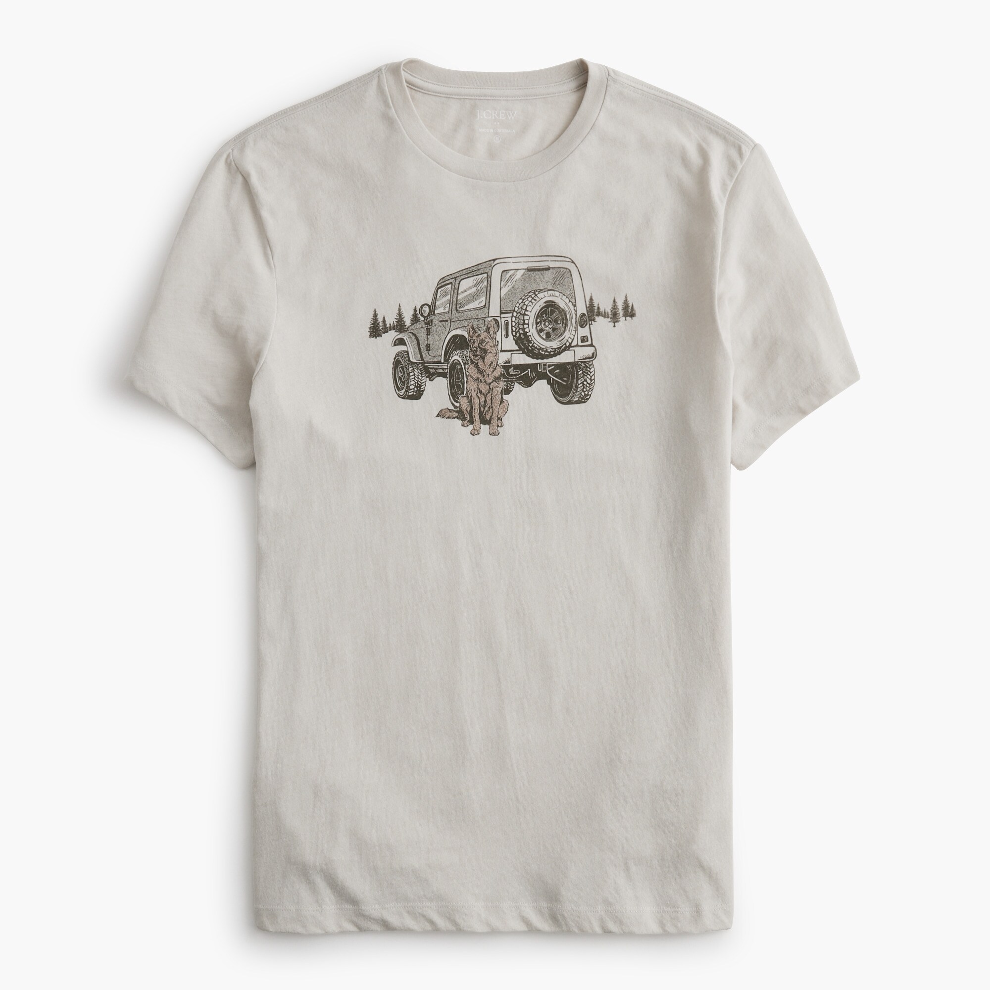 dog with car graphic tee for men