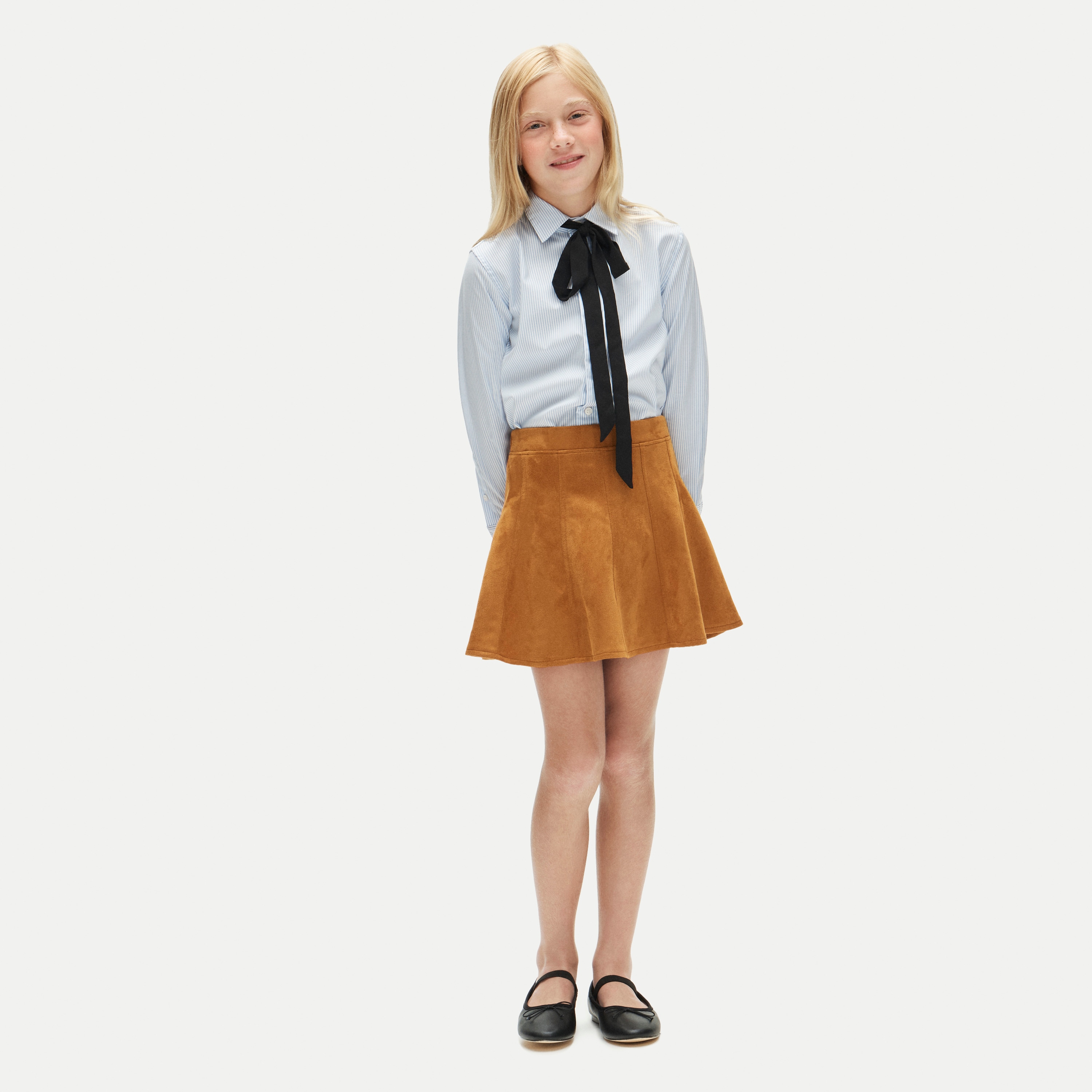 Girls' picture day skirt in faux suede