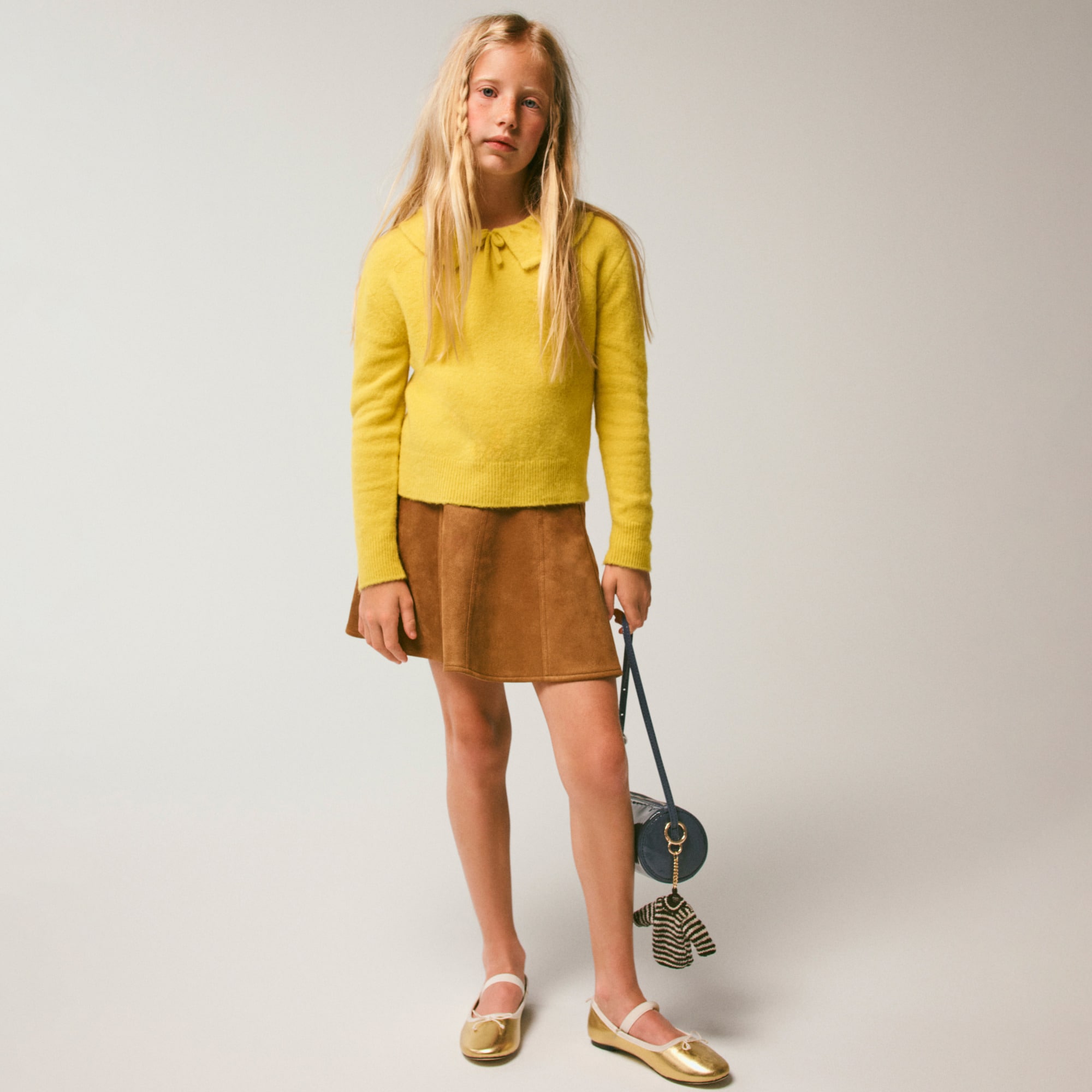 Girls' picture day skirt in faux suede