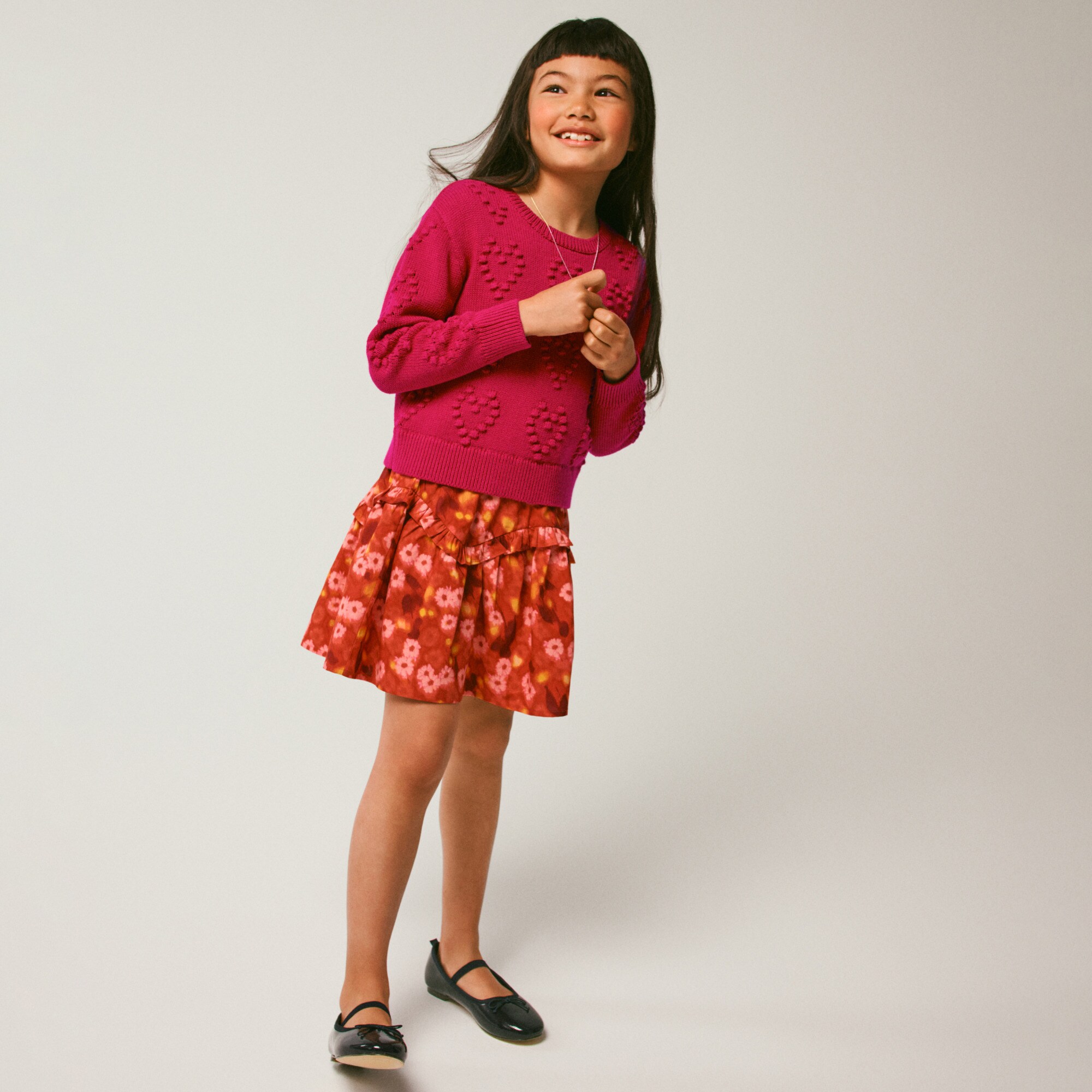 Girls' ruffle-tier skirt in daisy print