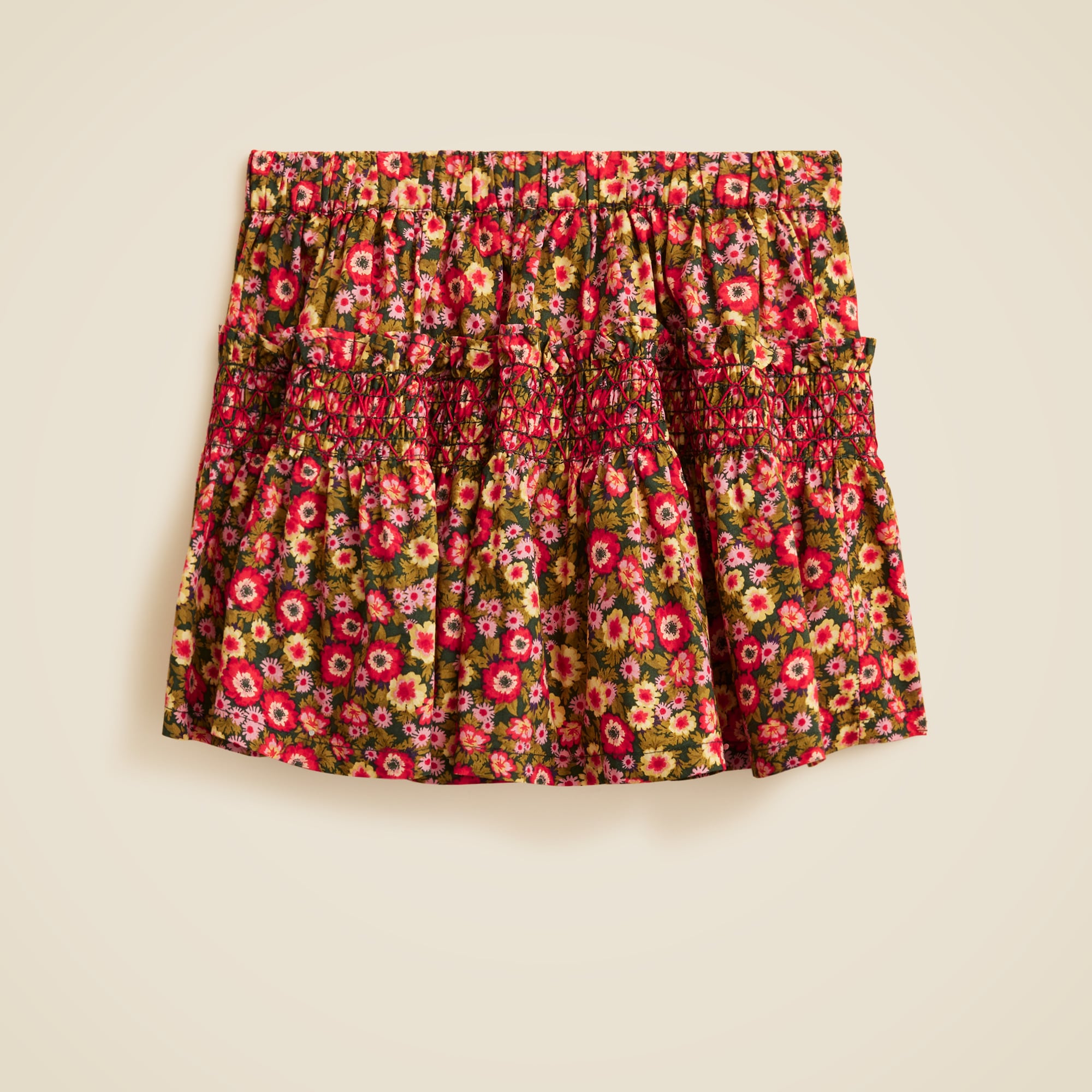 Girls' smocked skirt in floral print