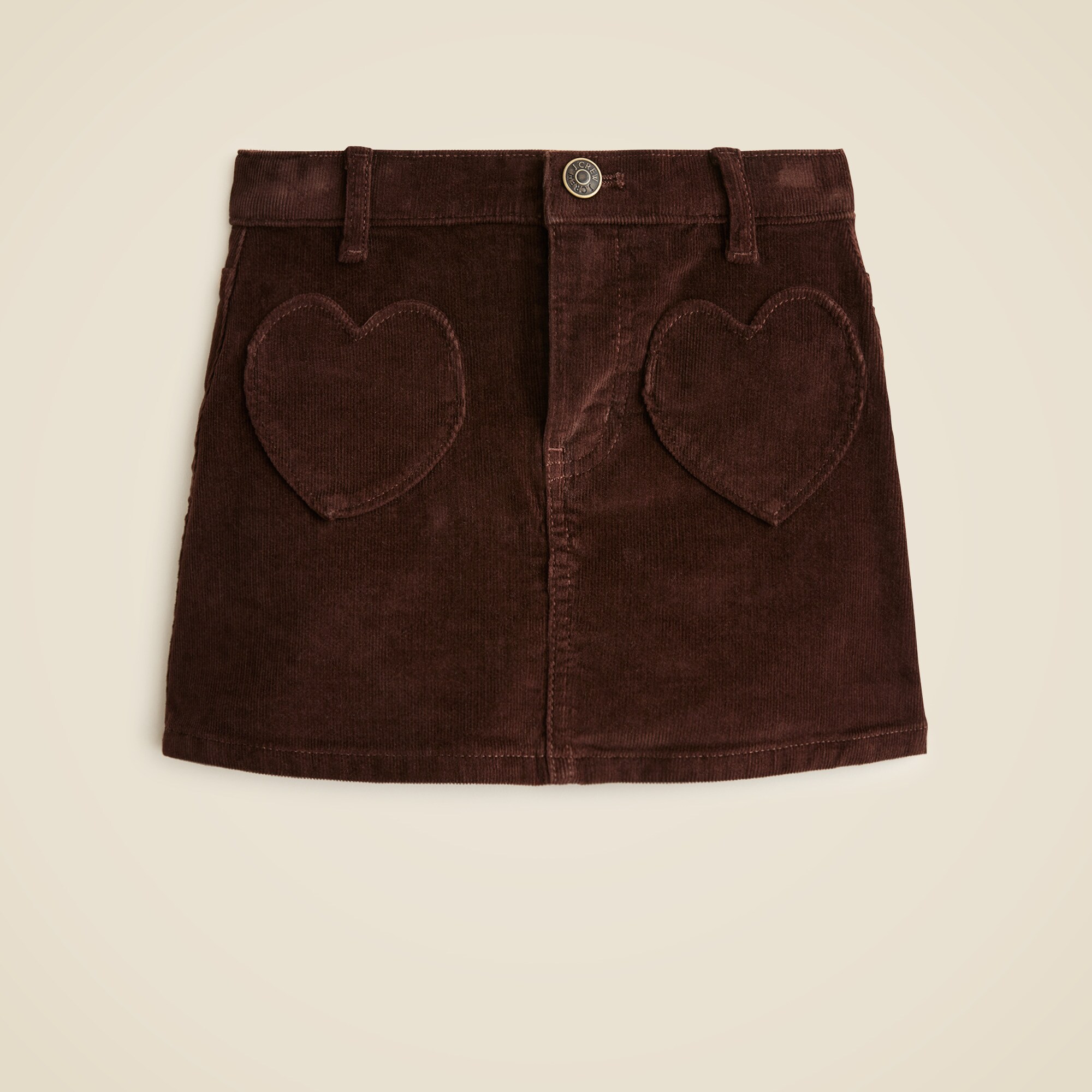 Girls' heart-pocket corduroy skirt