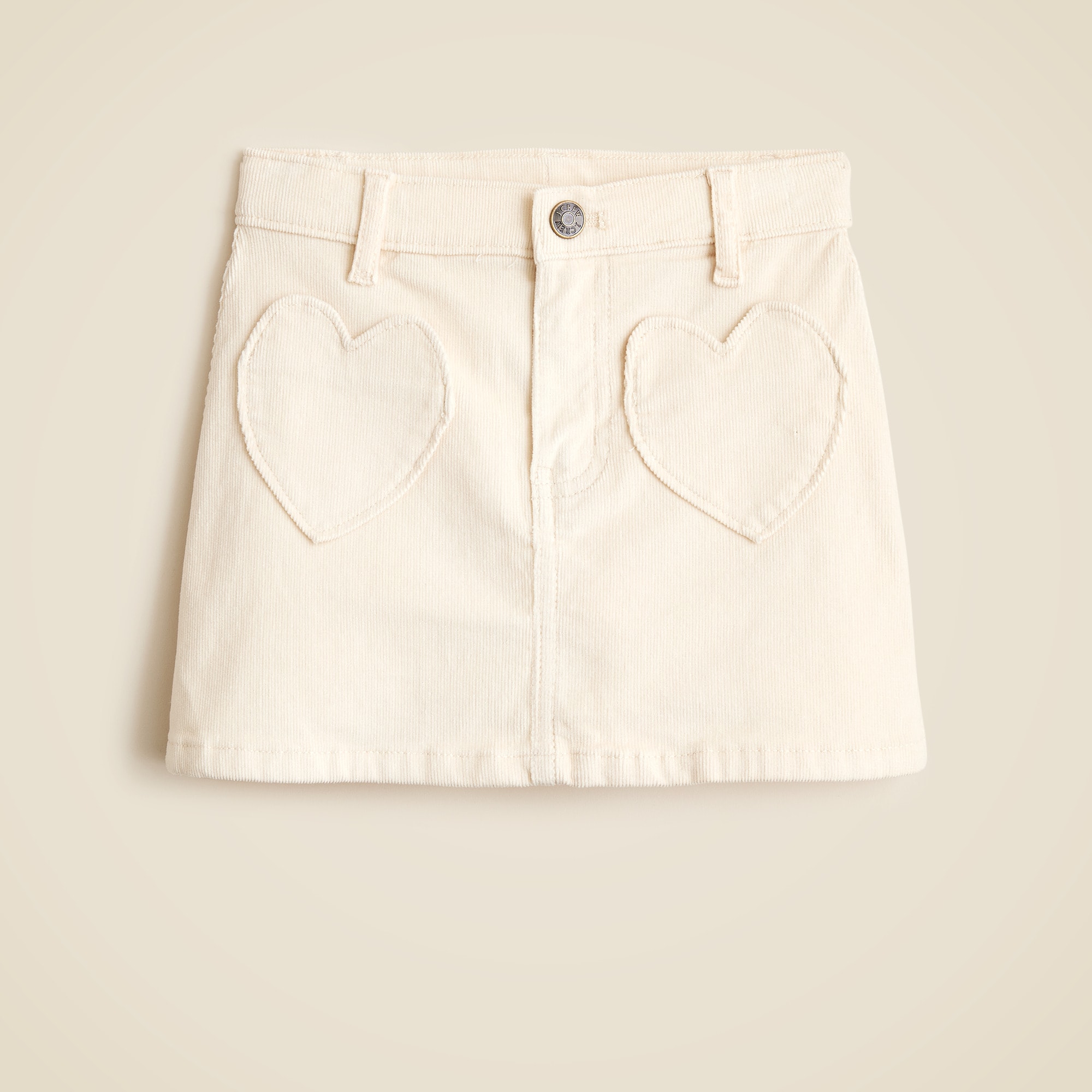 Girls' heart-pocket corduroy skirt