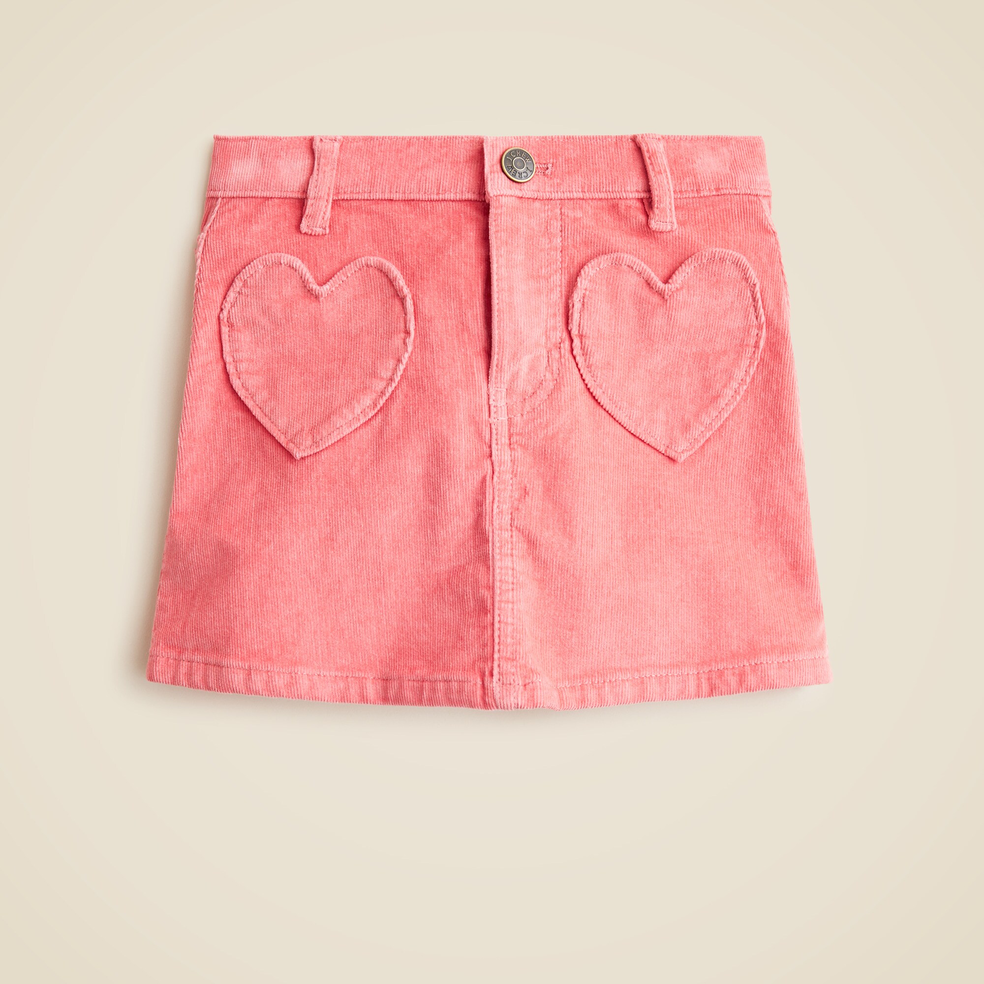 Girls' heart-pocket corduroy skirt