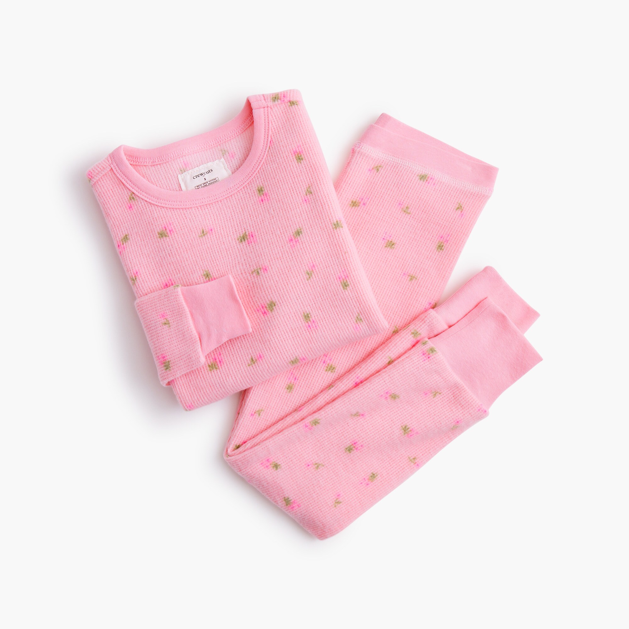 girls' long-sleeve floral waffle pajama set for girls