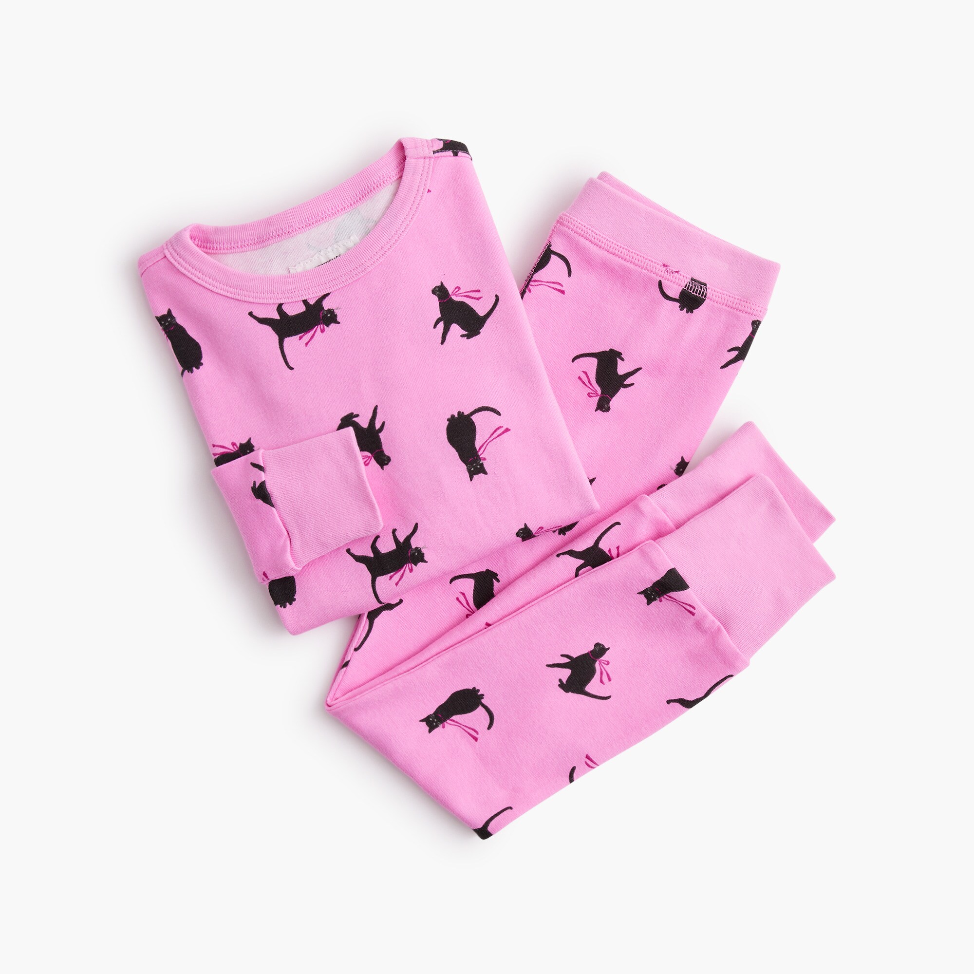 girls' long-sleeve bows and cats pajama set for girls