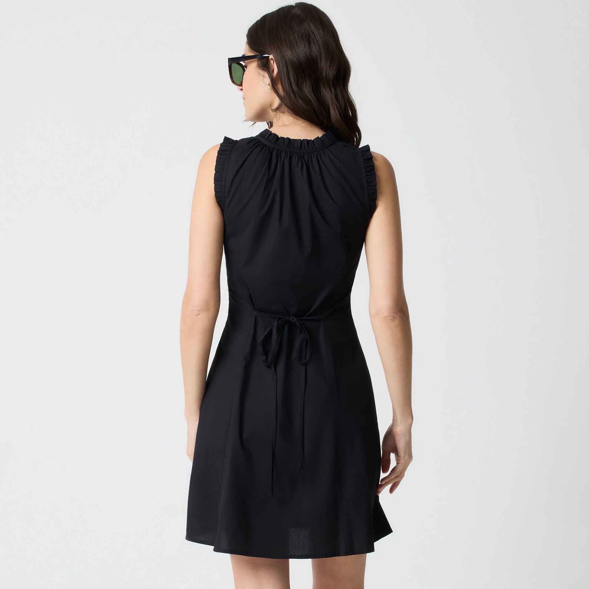 Ruffle tie-neck mini dress