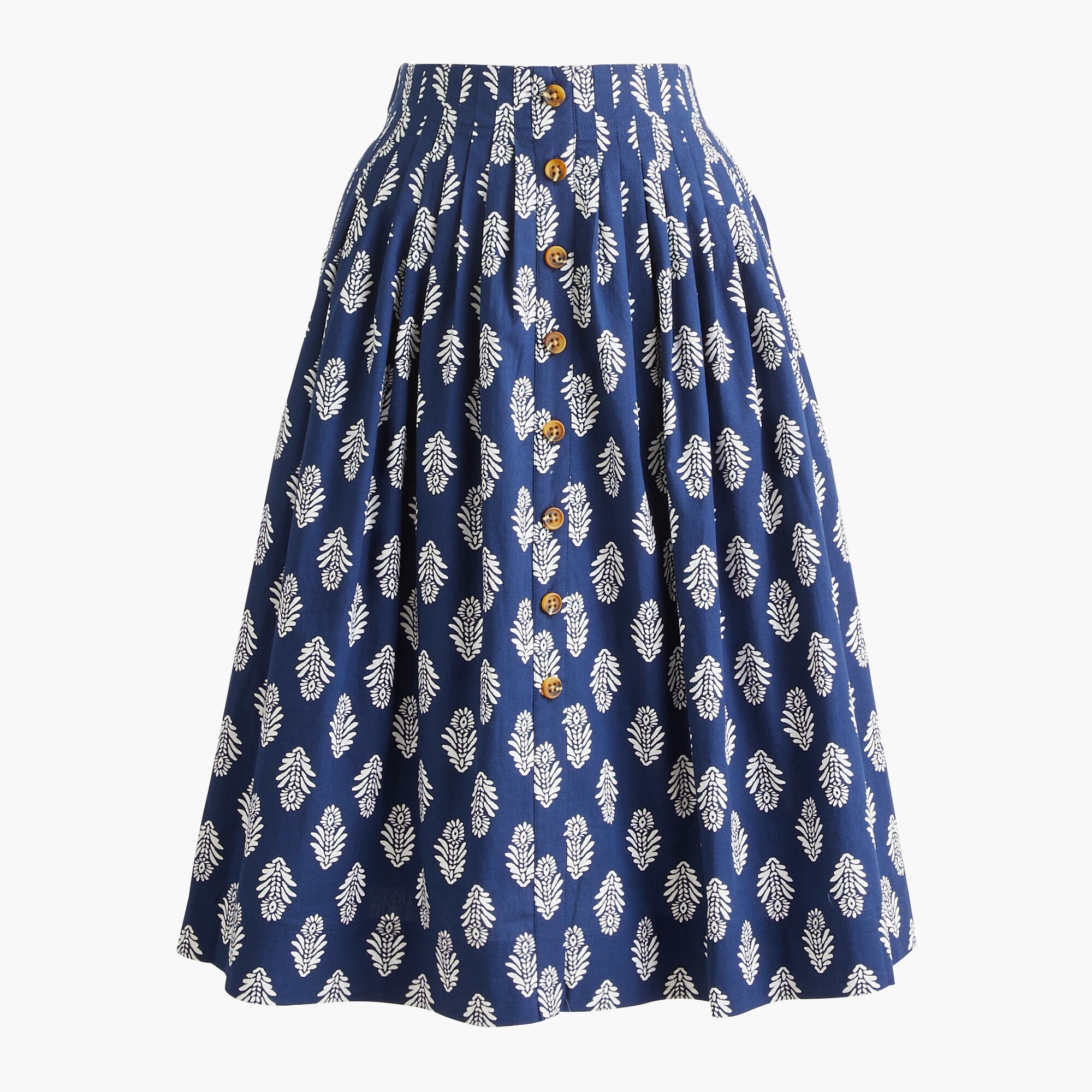 pleated button-front midi skirt for women