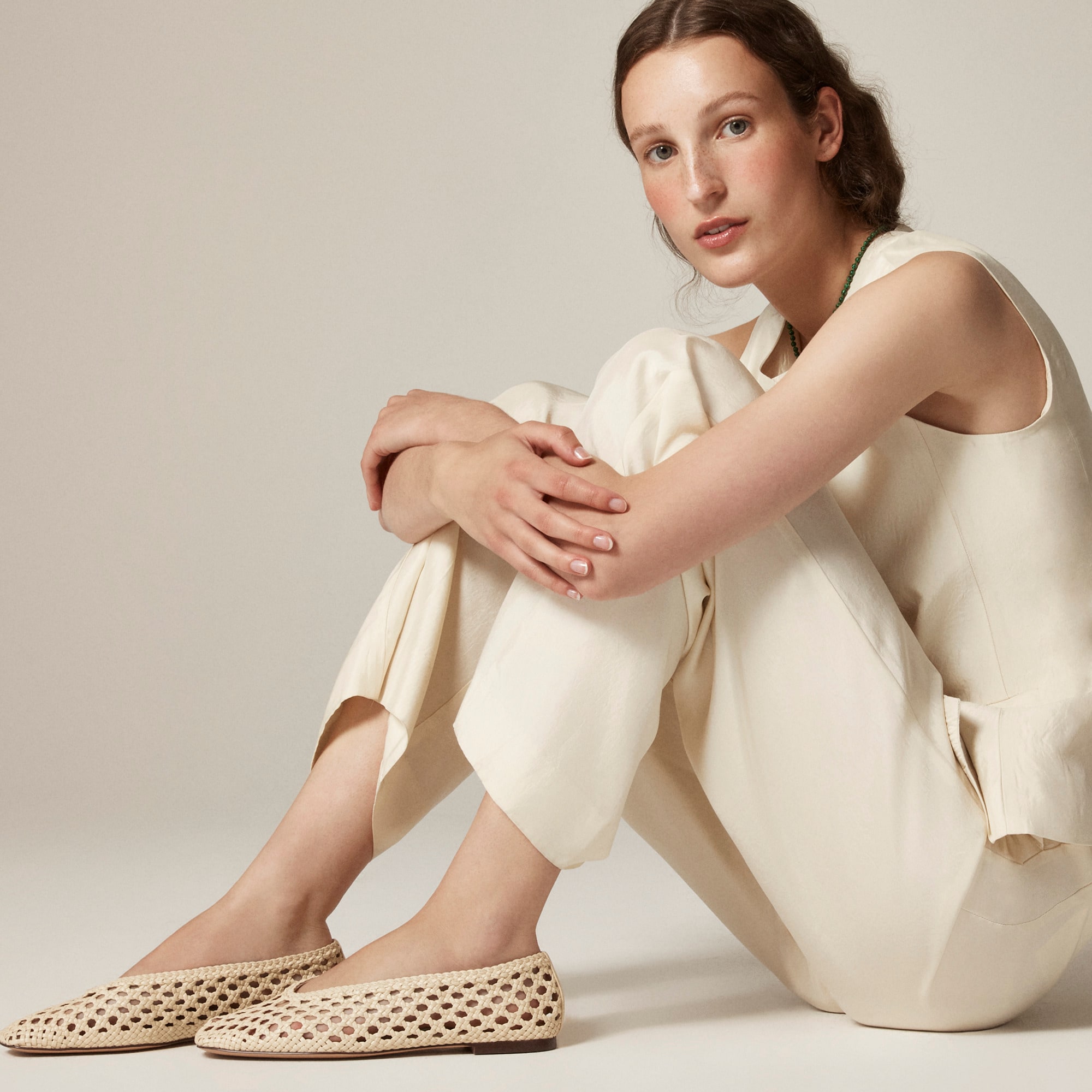 womens Quinn handwoven ballet flats in leather