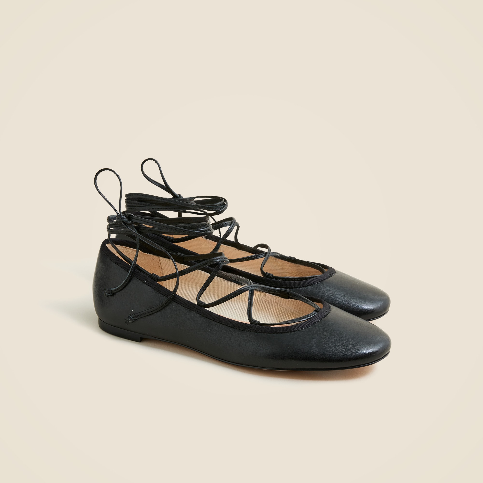 womens Andi lace-up ballet flats in leather