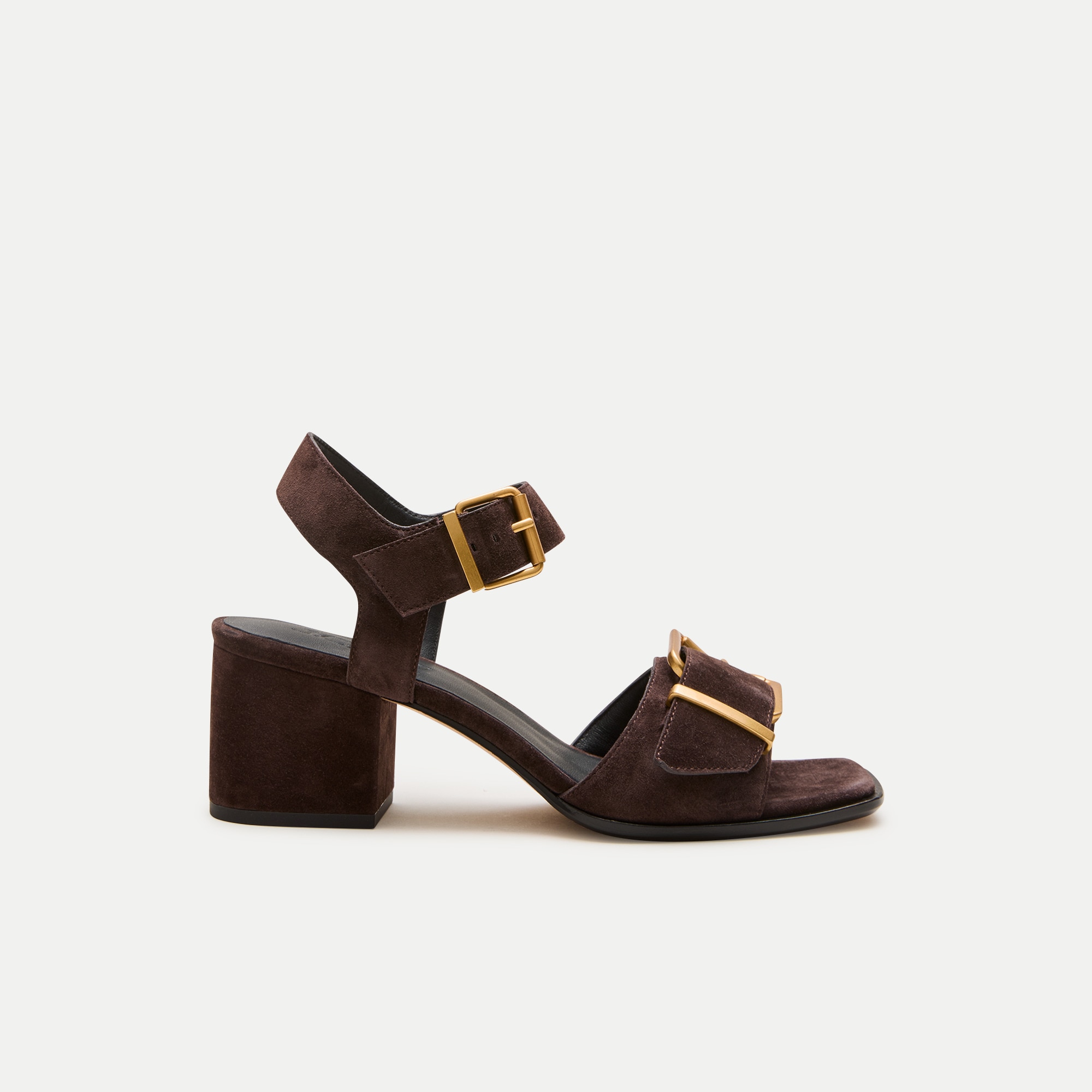 Dylan buckle block-heel sandals in suede