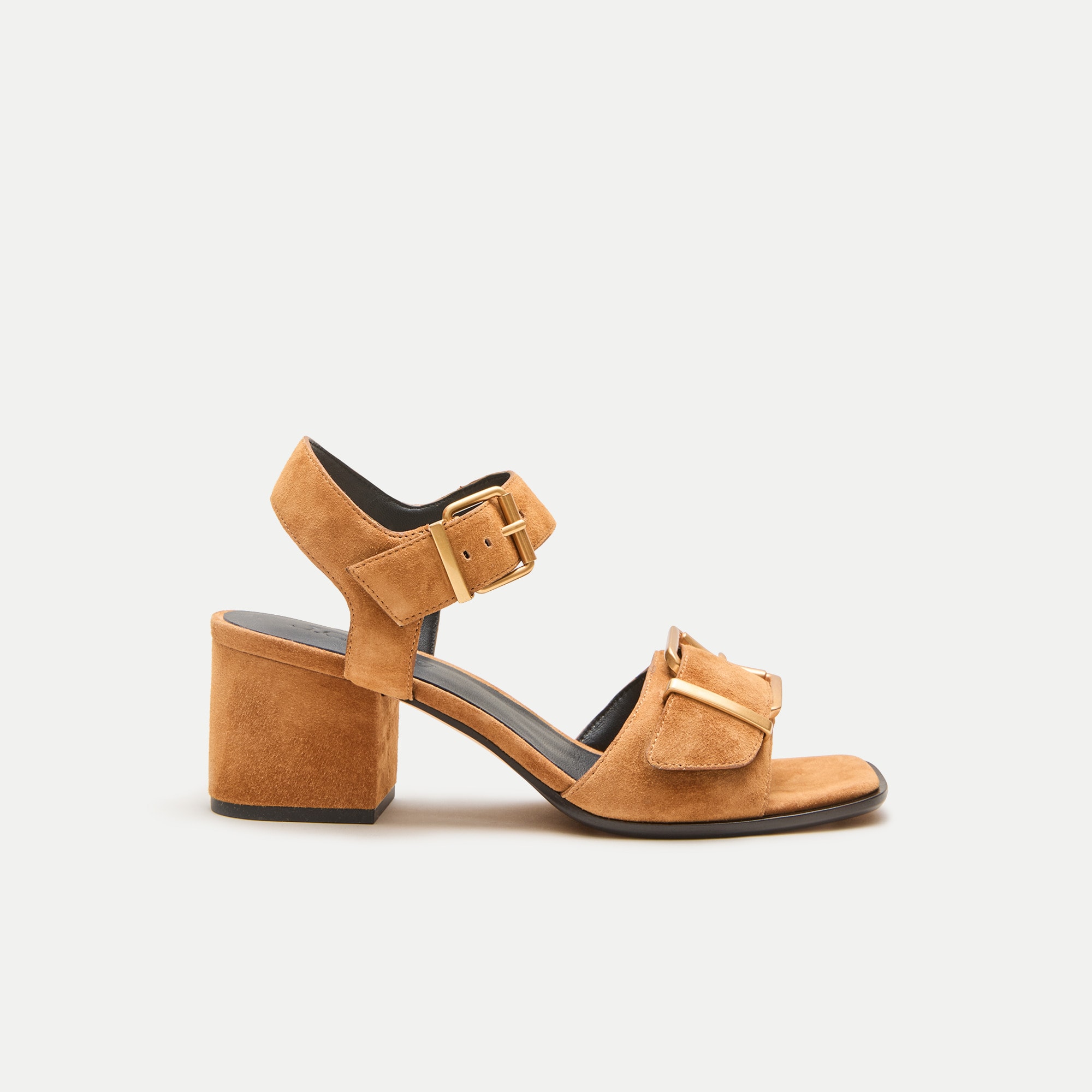 Dylan buckle block-heel sandals in suede