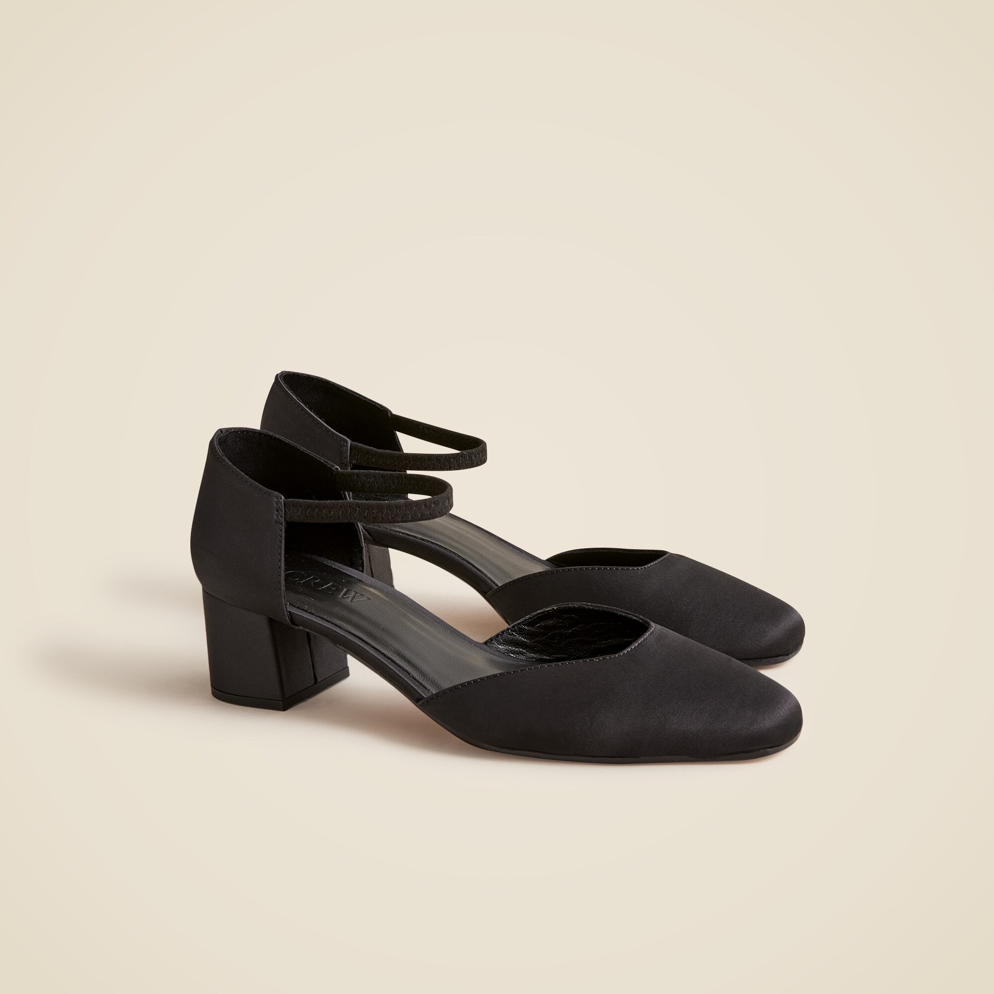 mollie elastic-strap heels in satin for women