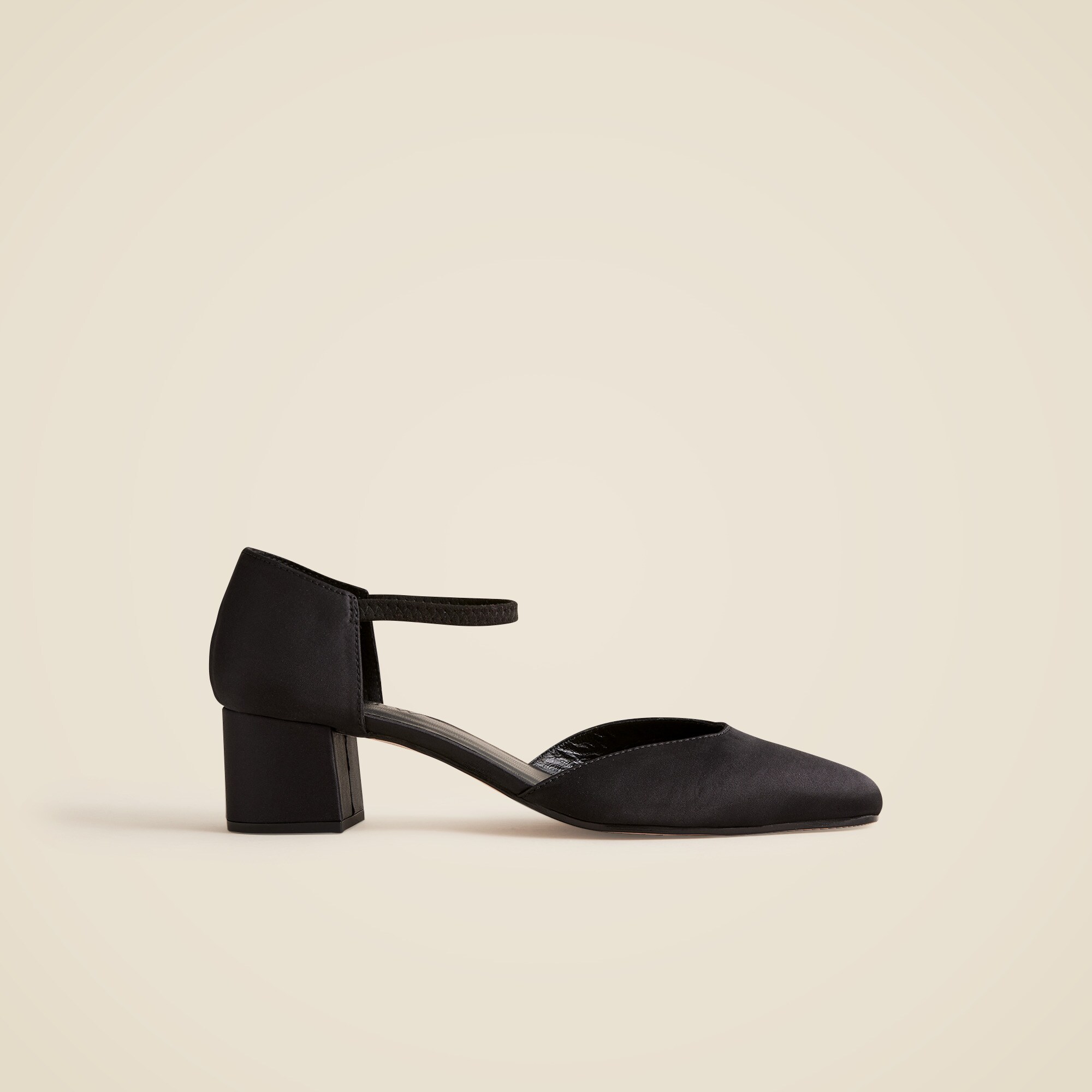 Mollie elastic-strap heels in satin