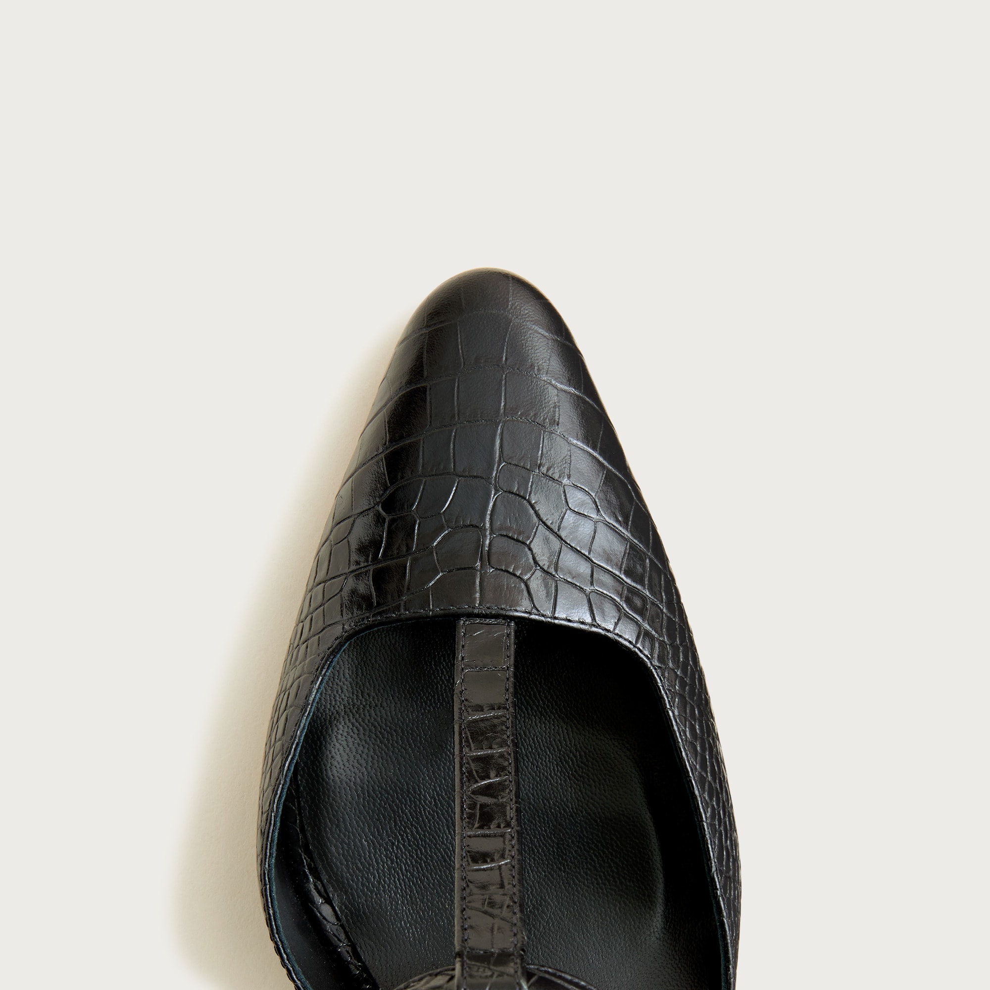 Made-in-Italy T-strap Pumps In Croc-embossed Leather For Women | J