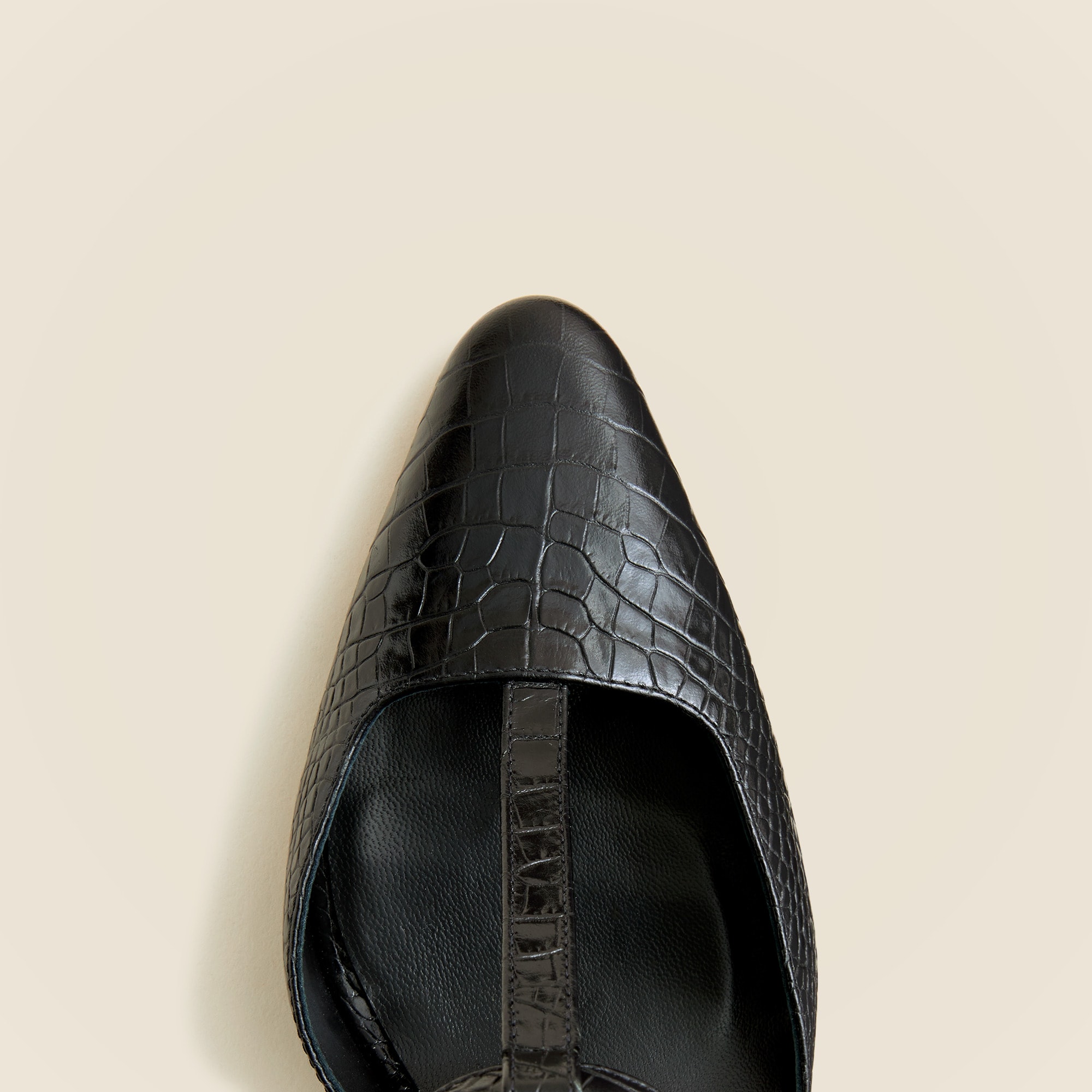 Made-in-Italy Jules T-strap pumps in croc-embossed leather