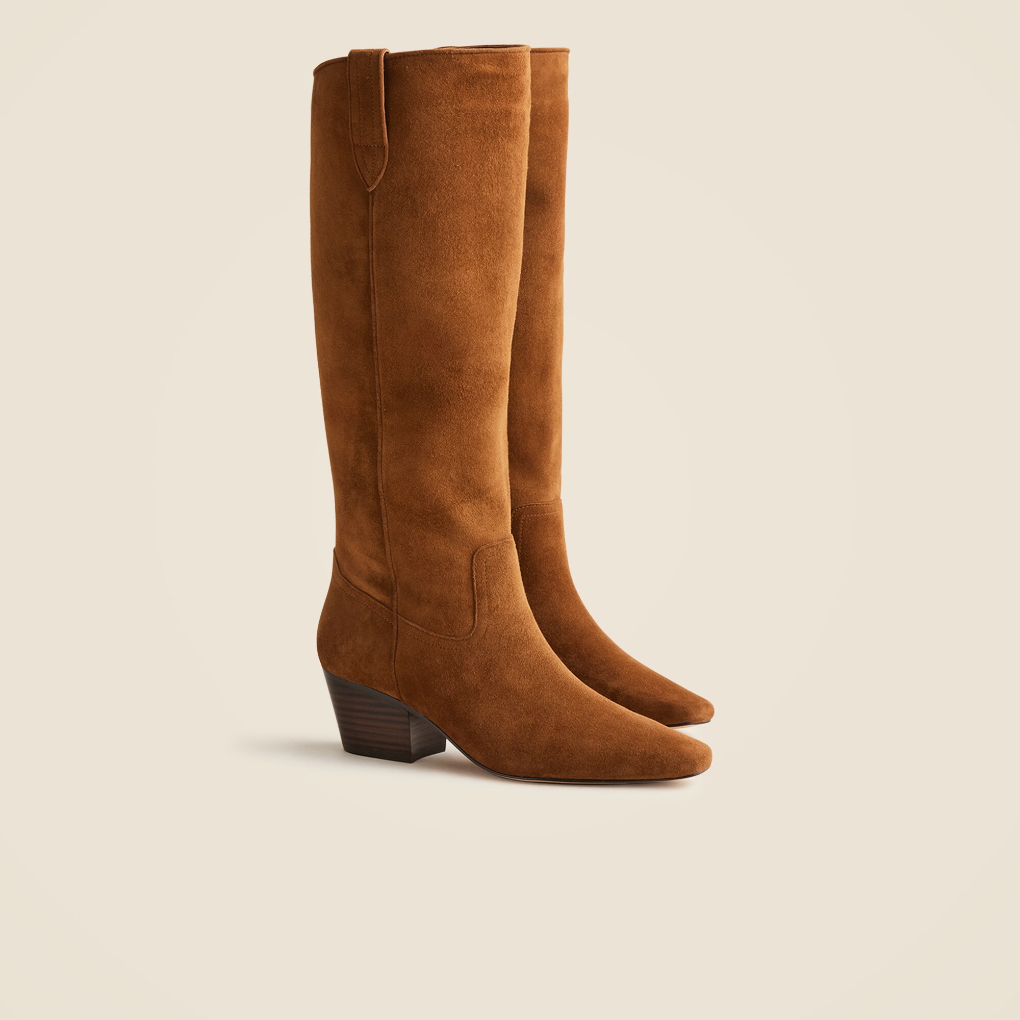 new piper square-toe knee-high boots in suede for women