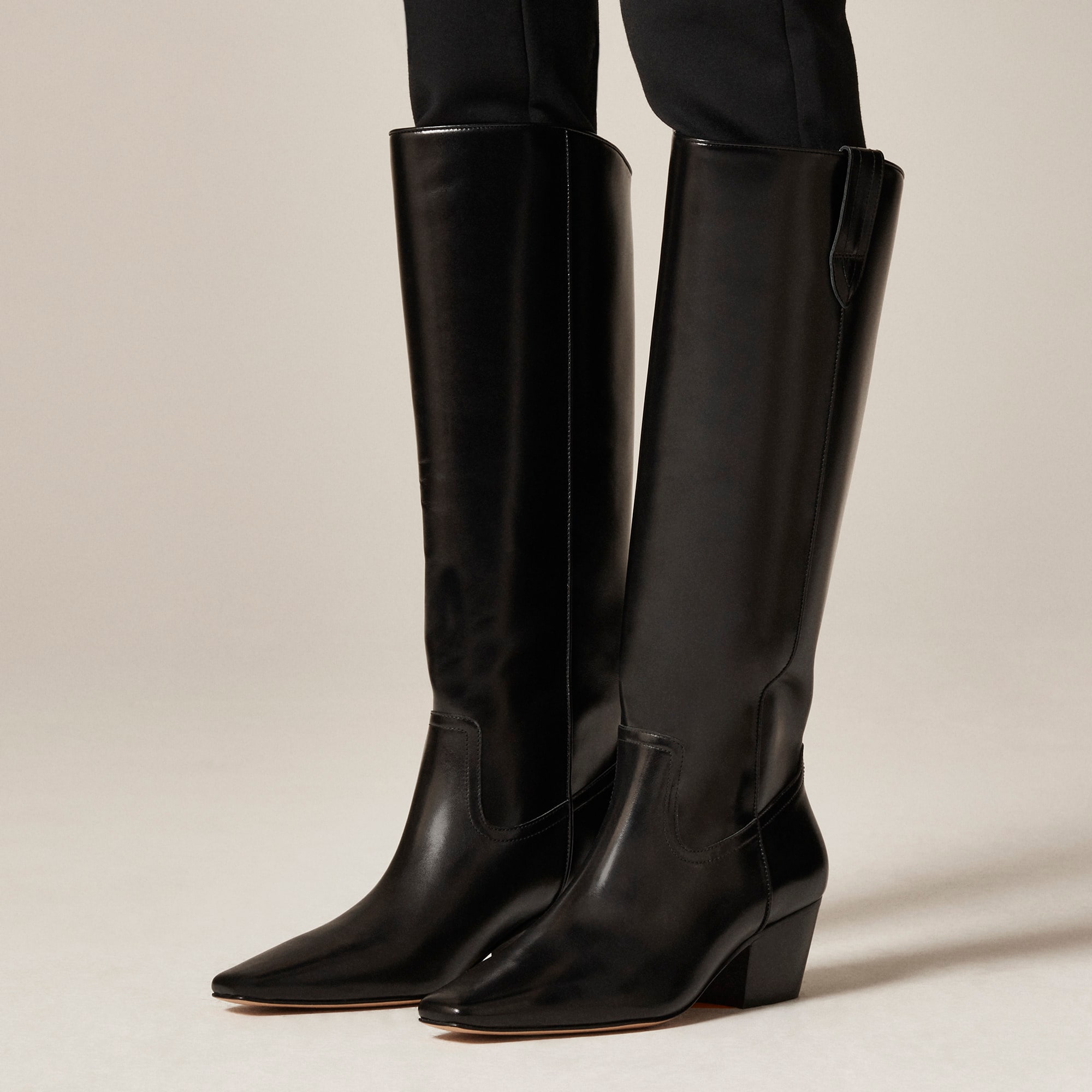 New Piper square-toe knee-high boots in leather - thumbnail 2