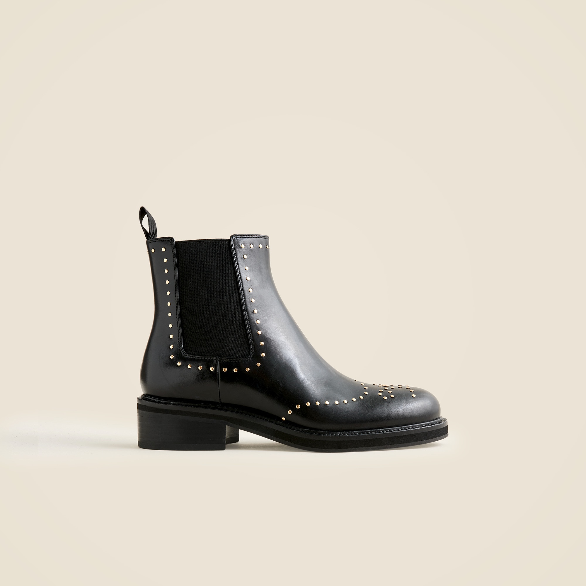 Chelsea Wing Tip Boots In Studded Leather For Women