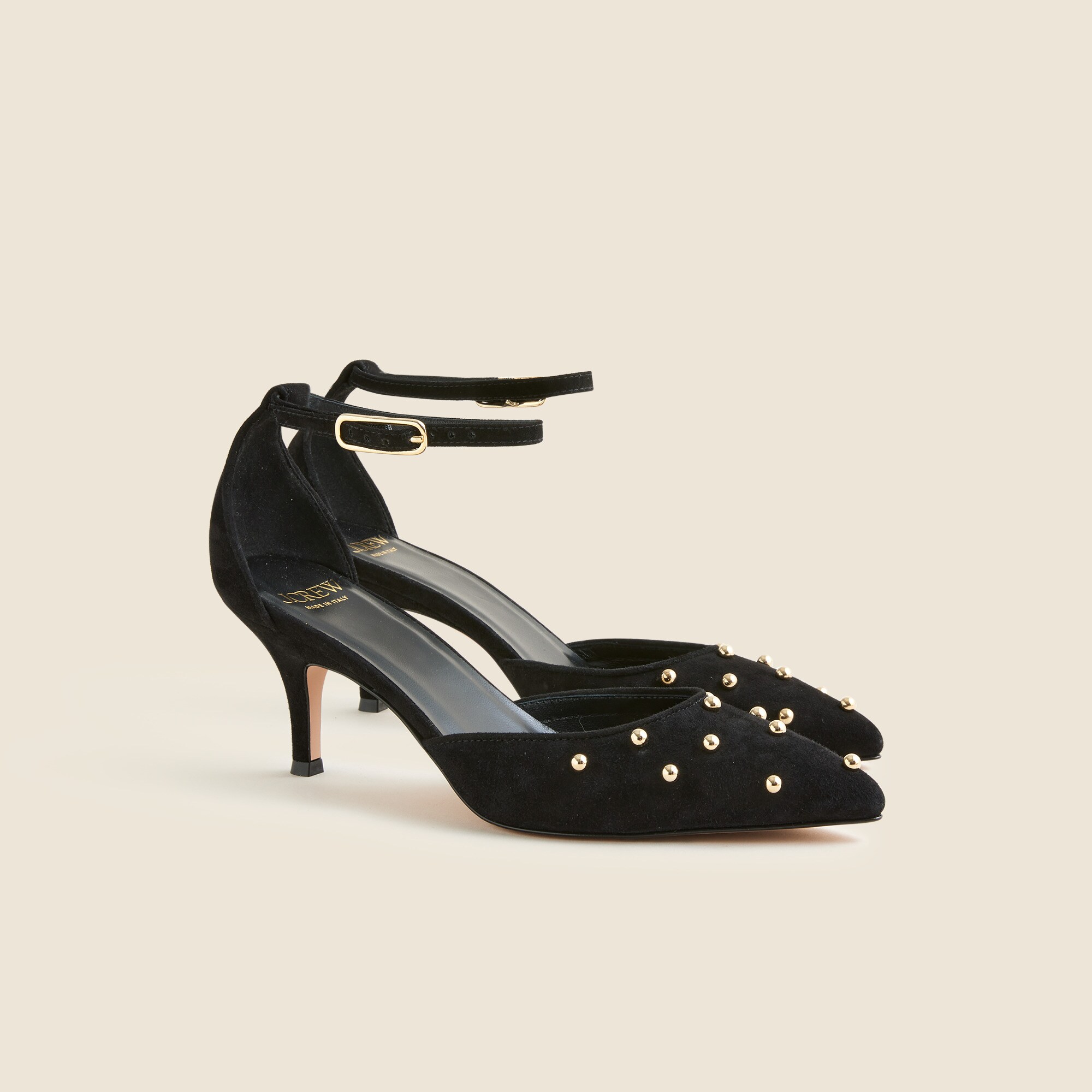 Made-in-Italy Colette suede slingback heels with beads
