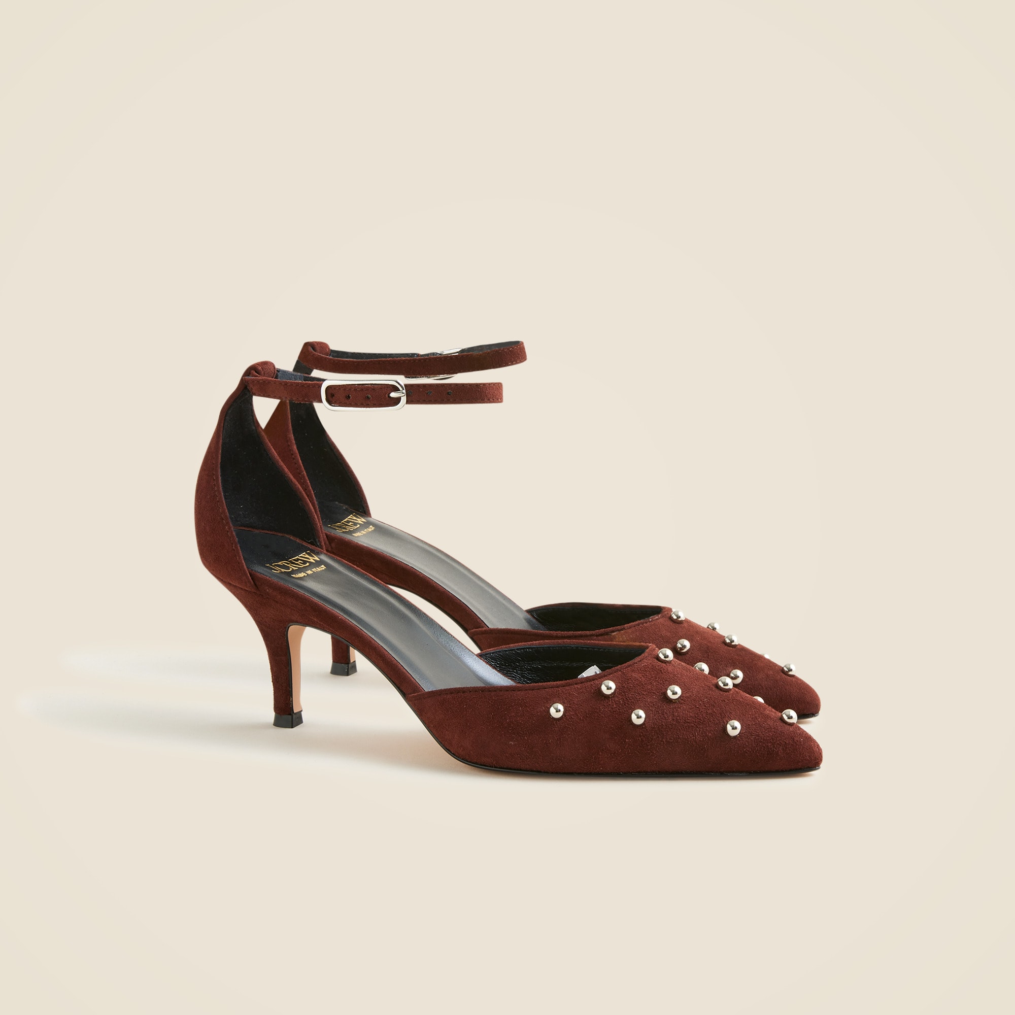 Made-in-Italy Colette suede slingback heels with beads