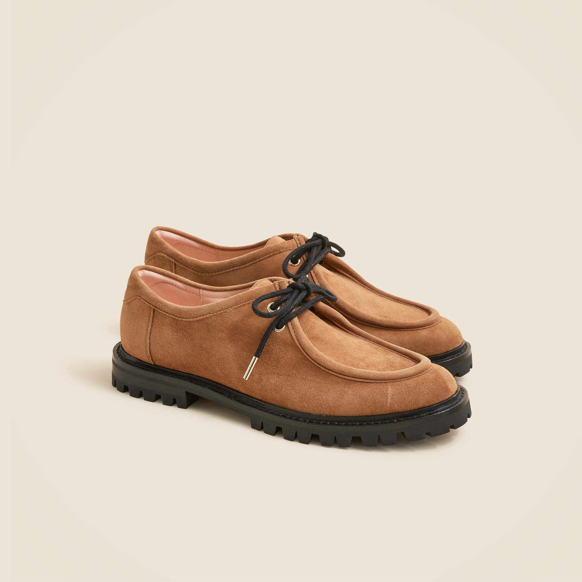 lace-up oxford shoes in suede for women