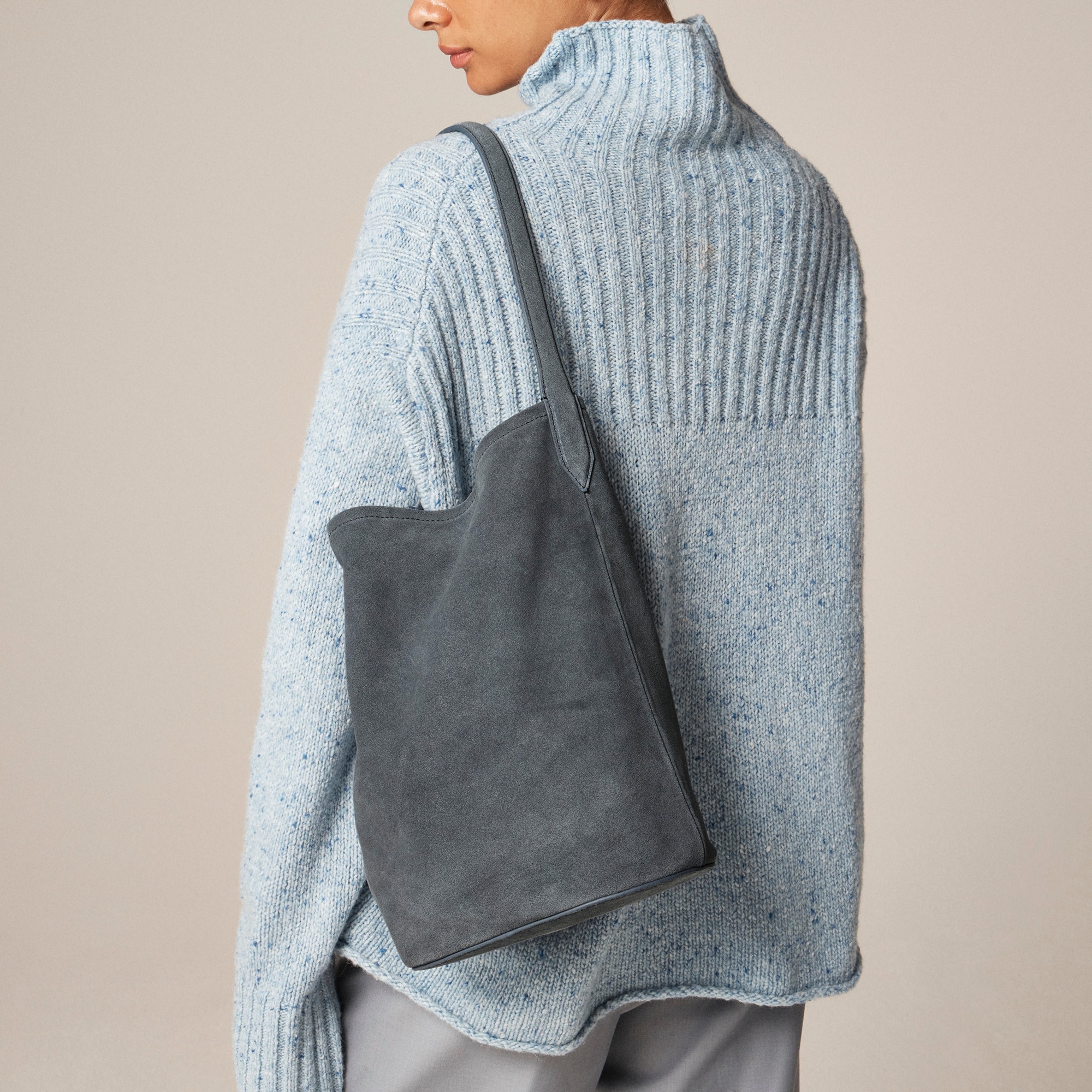 womens Berkeley bucket bag in suede