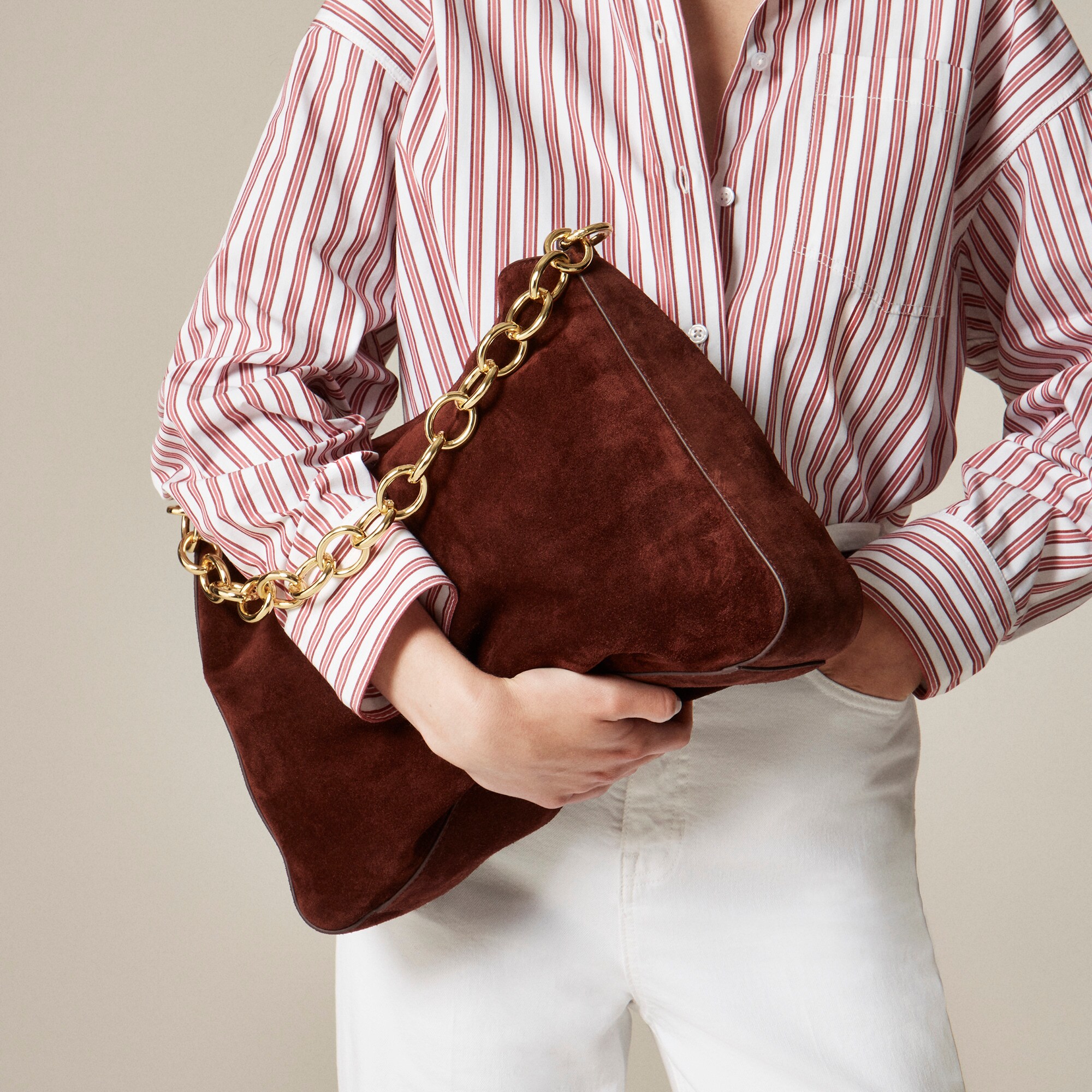 Berkeley Chainlink Shoulder Bag In Suede For Women | J.Crew